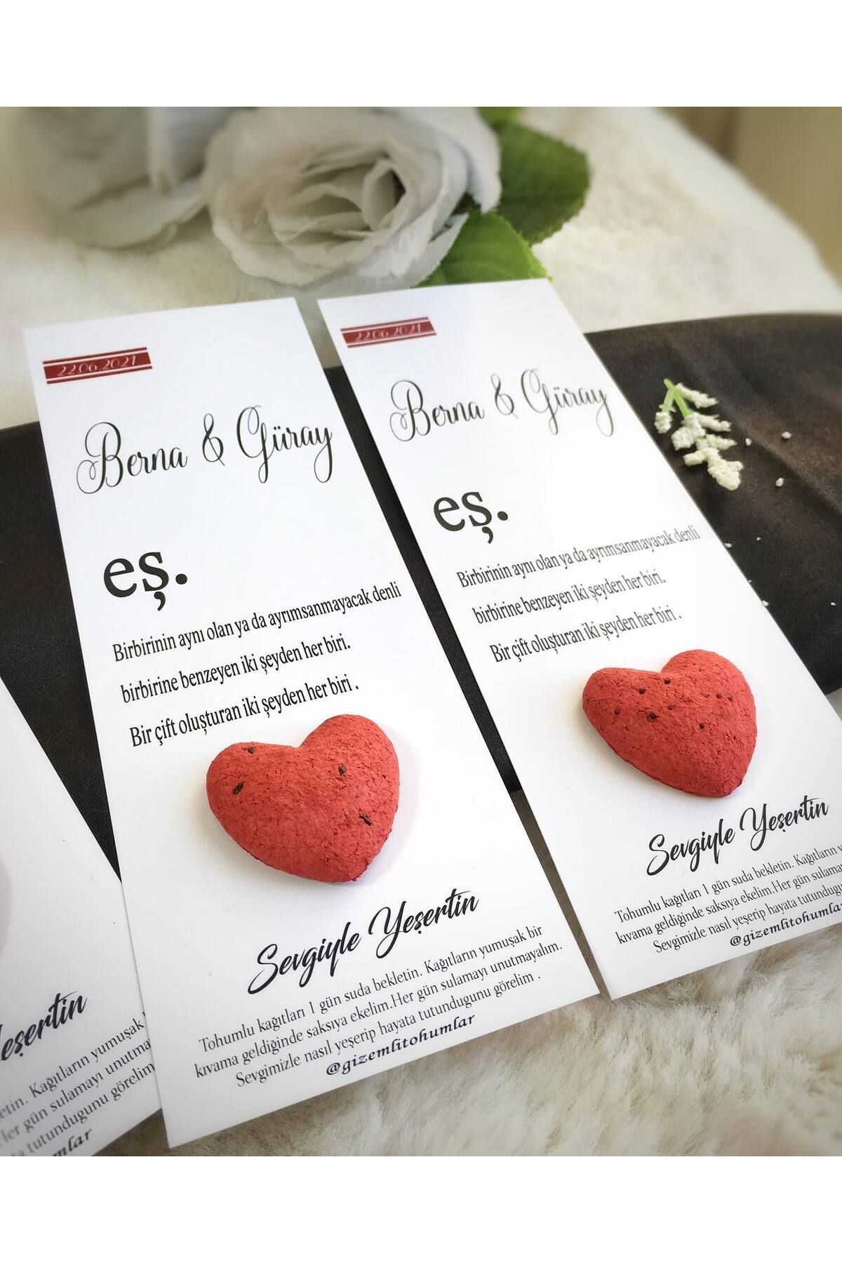 gizemlitohumlar Tohumlu kart 50 adet Doğum günü Nikah Düğün Kına Söz hatırası