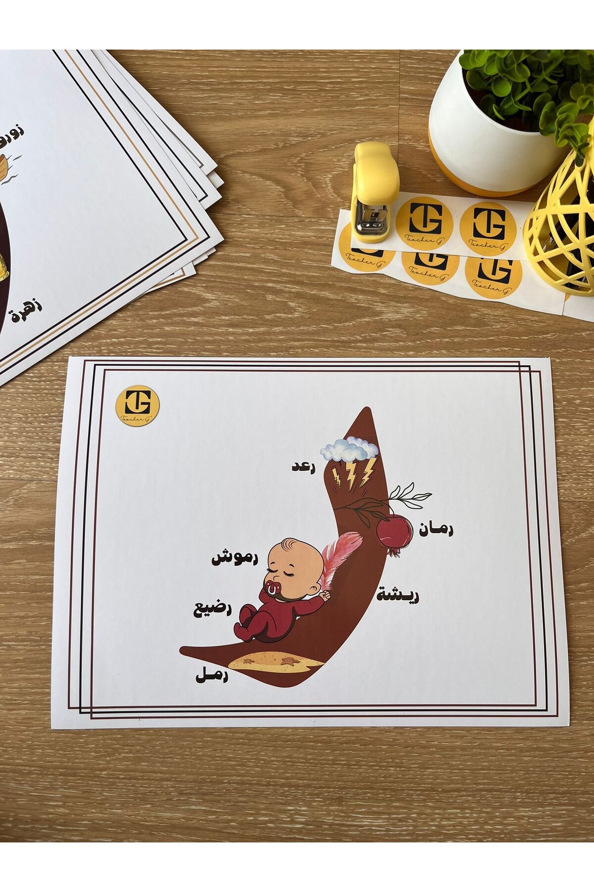 Teacherg game Râ Harfi – Görselli Arapça Eğitim Posteri – (Kelime ve Görsel) (16,5x24cm) 1 adet
