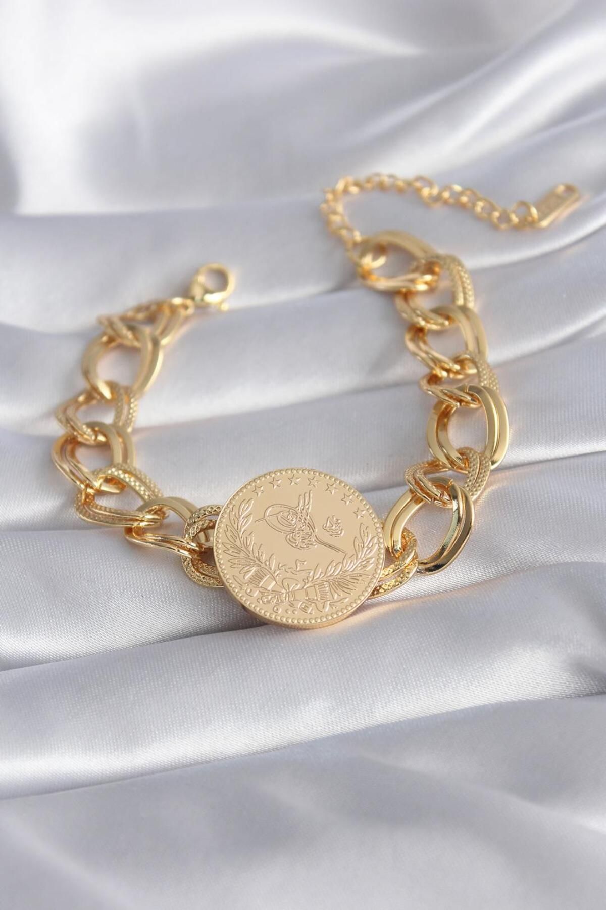 AfraBeauty 316L Çelik Gold Renk Reşat Altın Model Samanyolu Kadın Bileklik