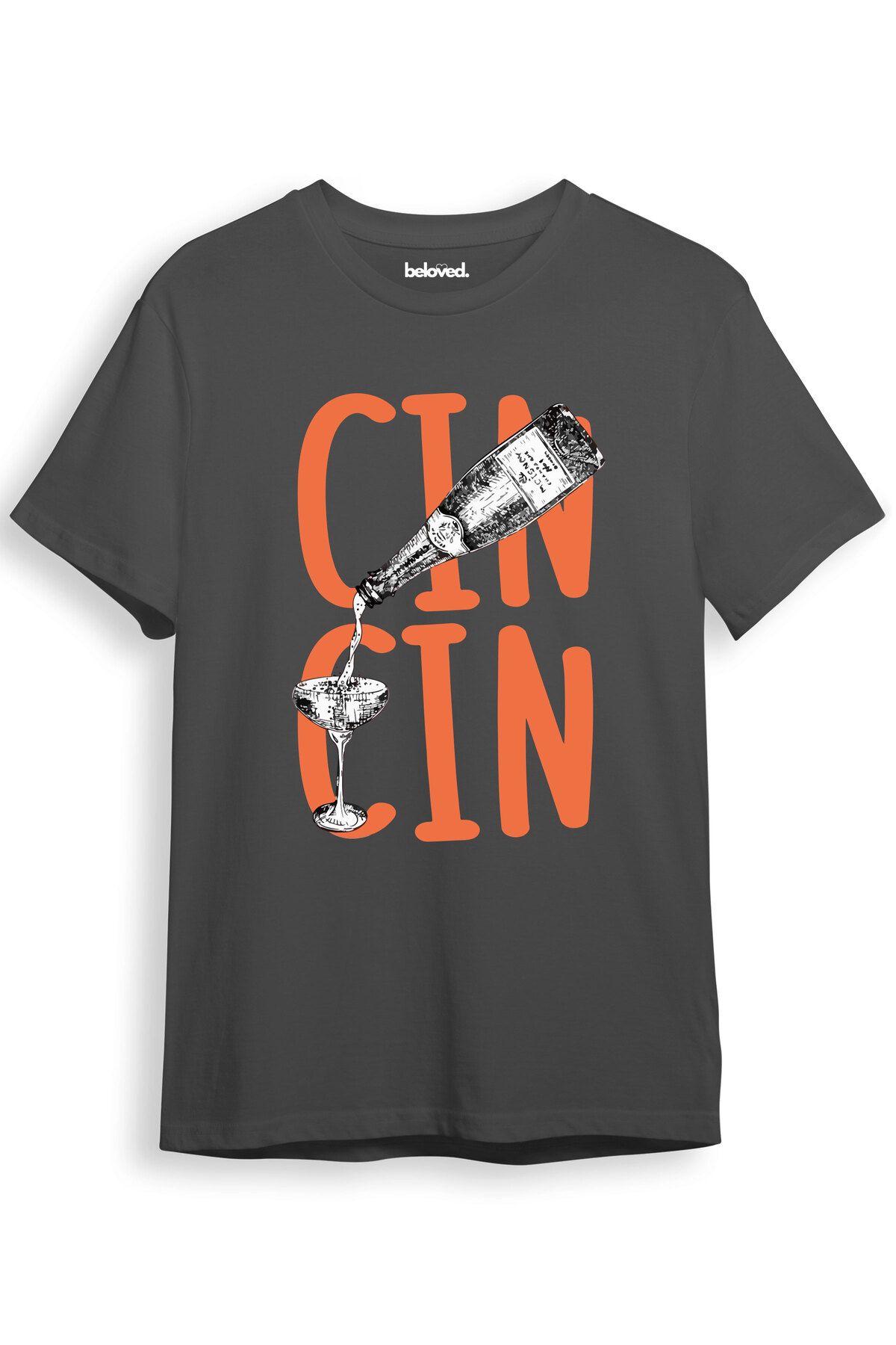 beloved.co Cin Tonik Kokteyl Bardağı Tasarımlı Dijital Baskılı %100 Pamuk Regular Fit T-Shirt