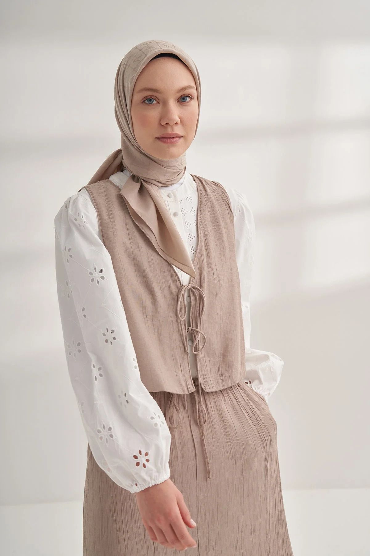 ARMANDA MONOGRAM A DESEN COTTON EŞARP