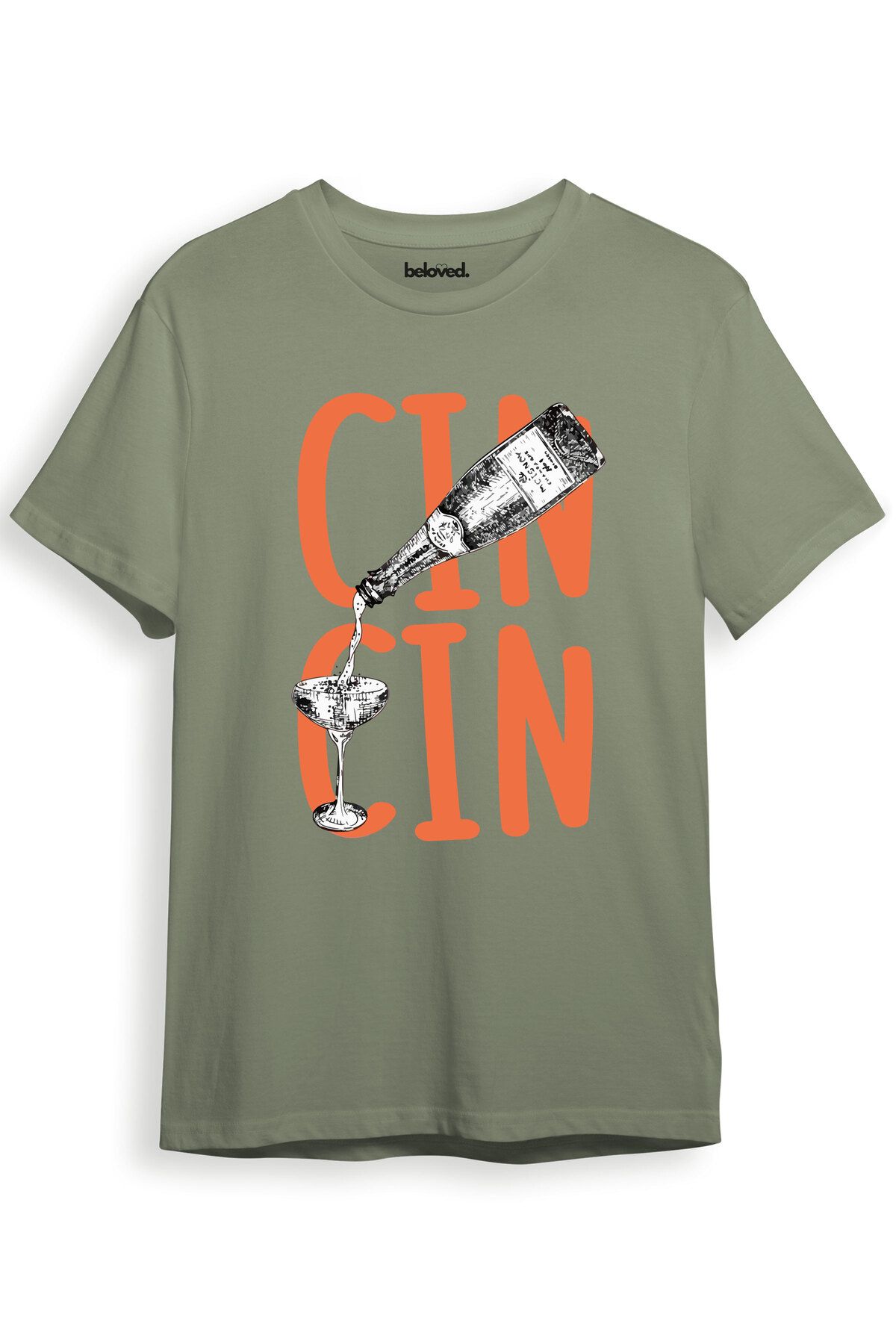 beloved.co Cin Tonik Kokteyl Bardağı Tasarımlı Dijital Baskılı %100 Pamuk Regular Fit T-Shirt