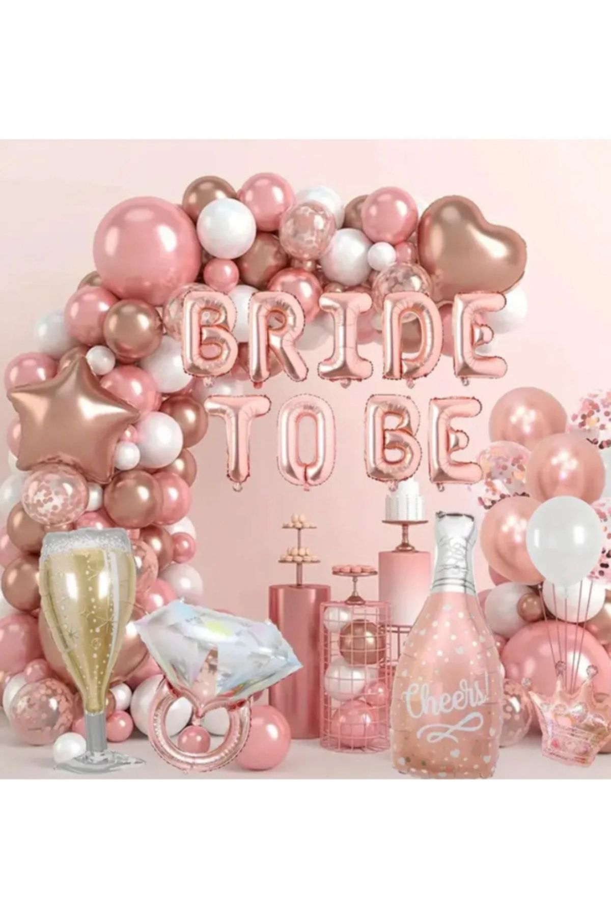 Çemrek Süs Parti Rose Bride To Be Folyo Balon Seti 42 Parça
