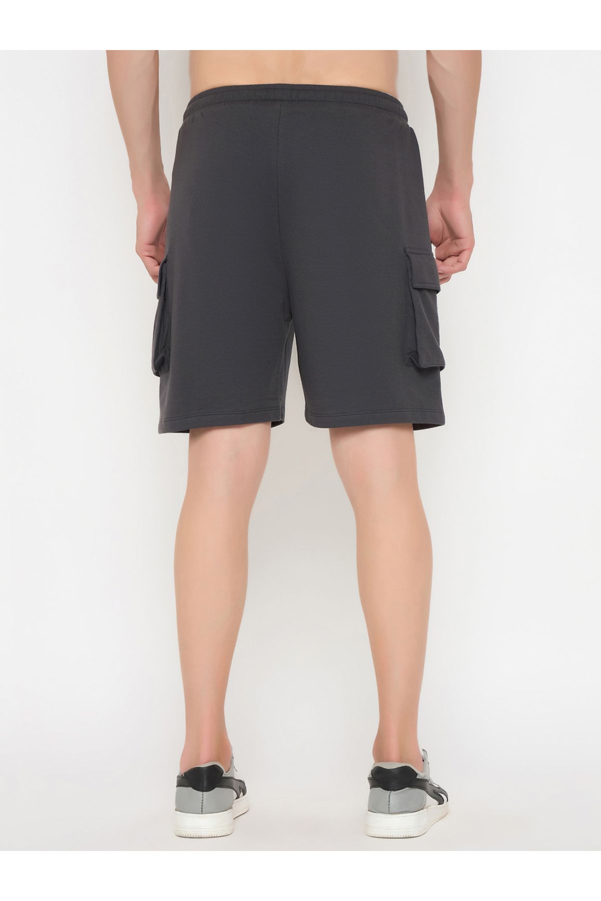 John Player By Styli-Solid Drawstring Waist Lounge Shorts with Pockets 5