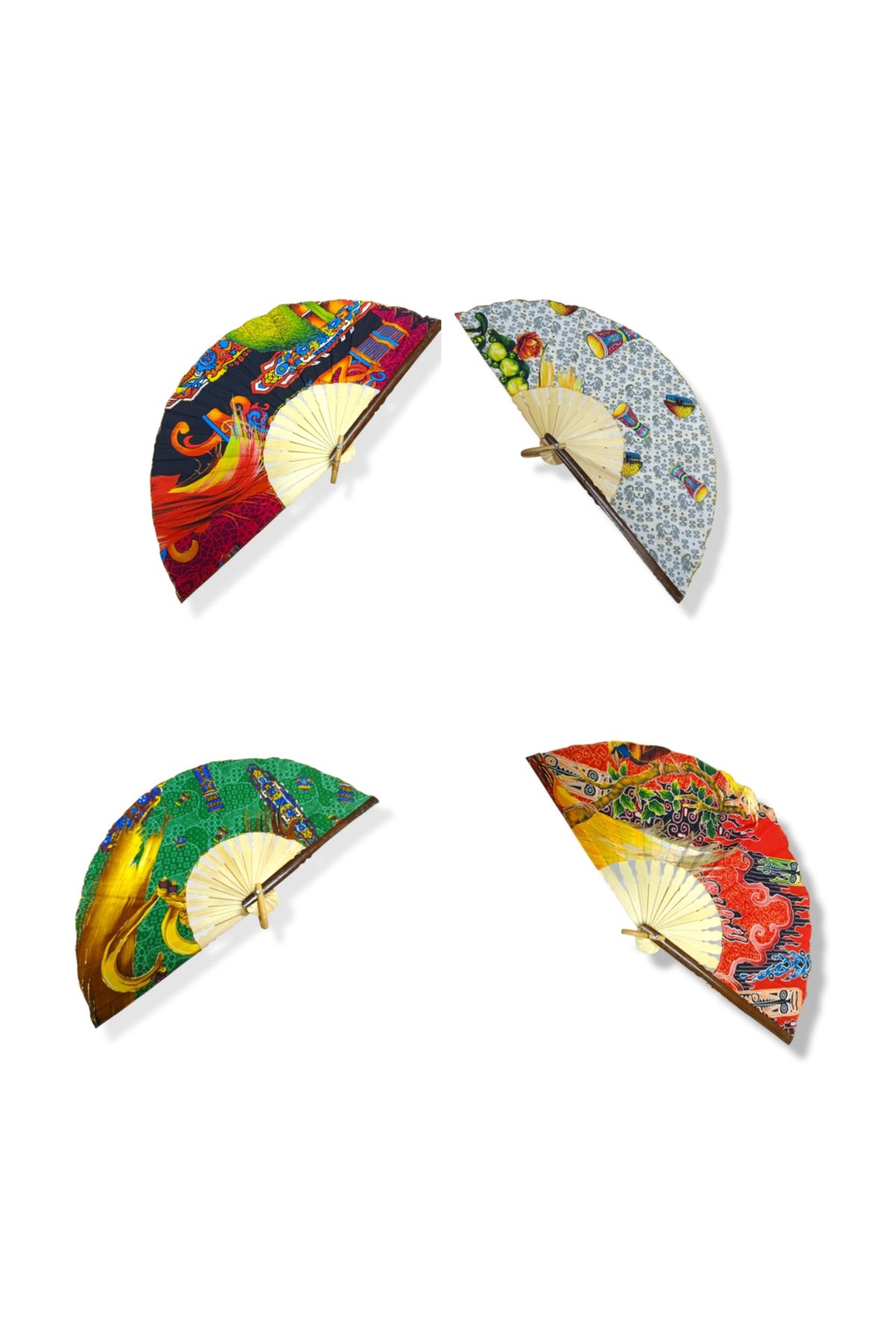 İkizler Bambu batik kumaş yelpaze