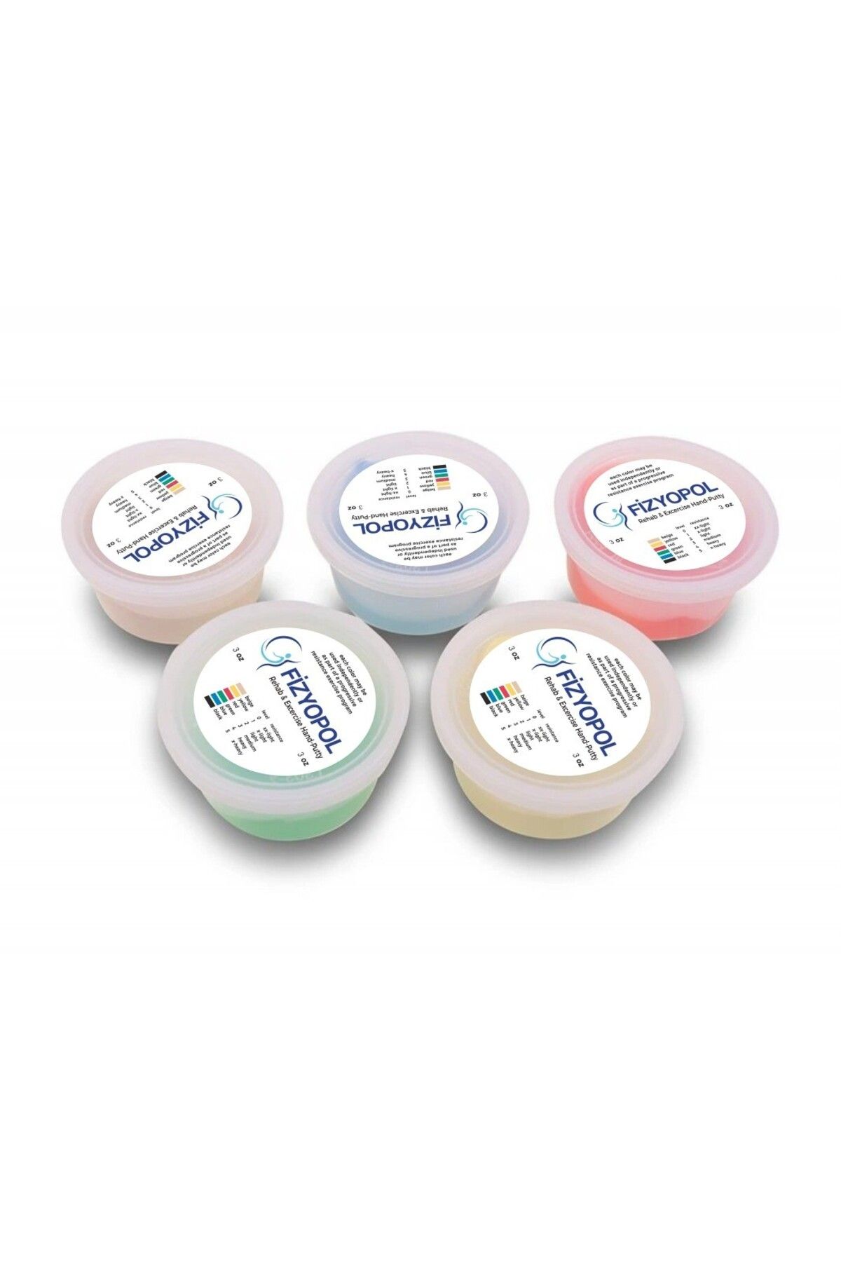 FİZYOPOL Theraflex Putty,Fizik Tedavi El Egzersiz Hamuru, 3 Oz, 5 Renk 85 Gr Set