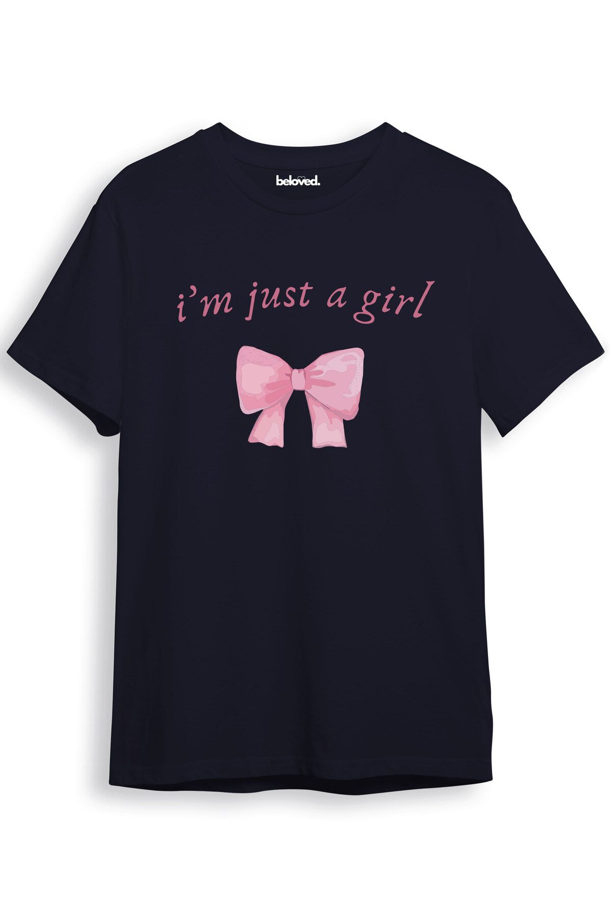 beloved.co I'm Just A Girl Kurdele Tasarımlı Dijital Baskılı %100 Pamuk Regular Fit T-Shirt