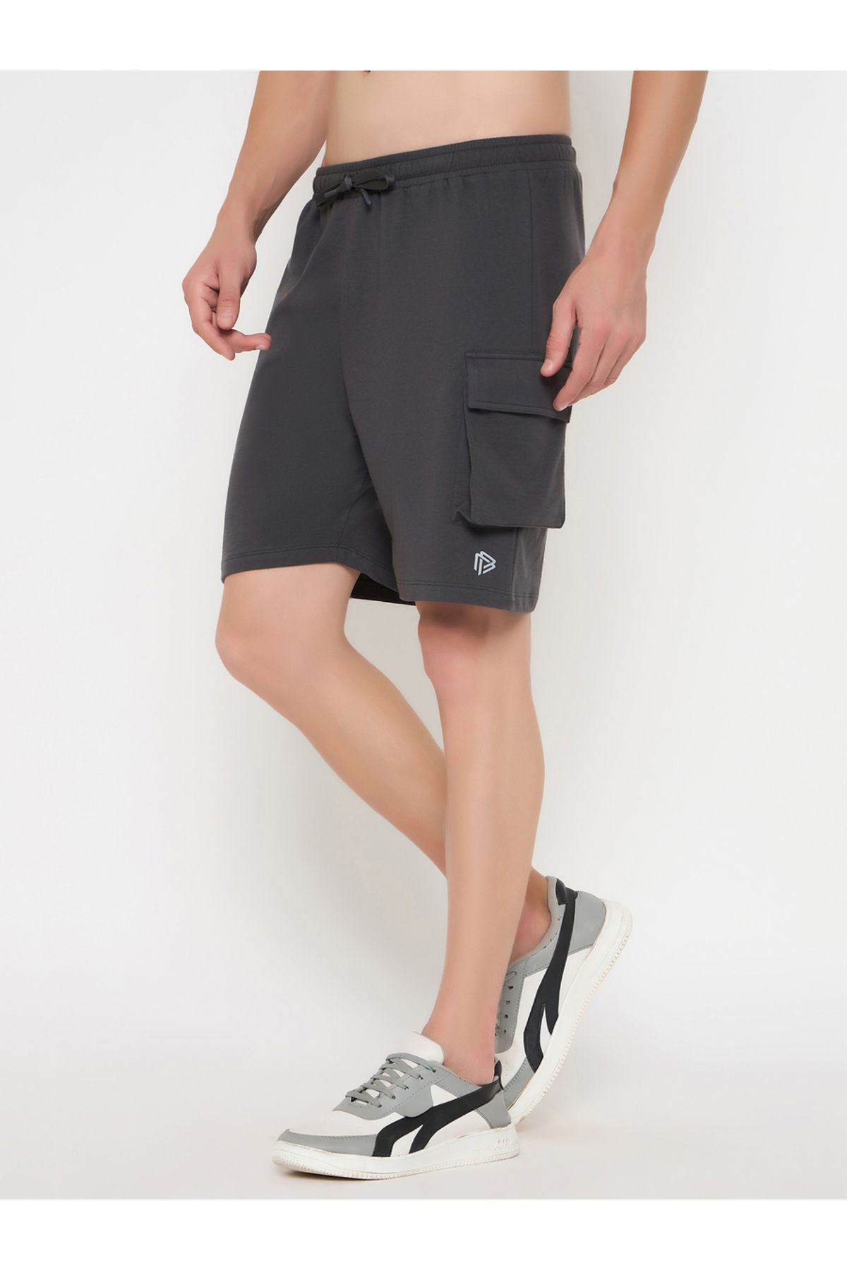 John Player By Styli-Solid Drawstring Waist Lounge Shorts with Pockets 3