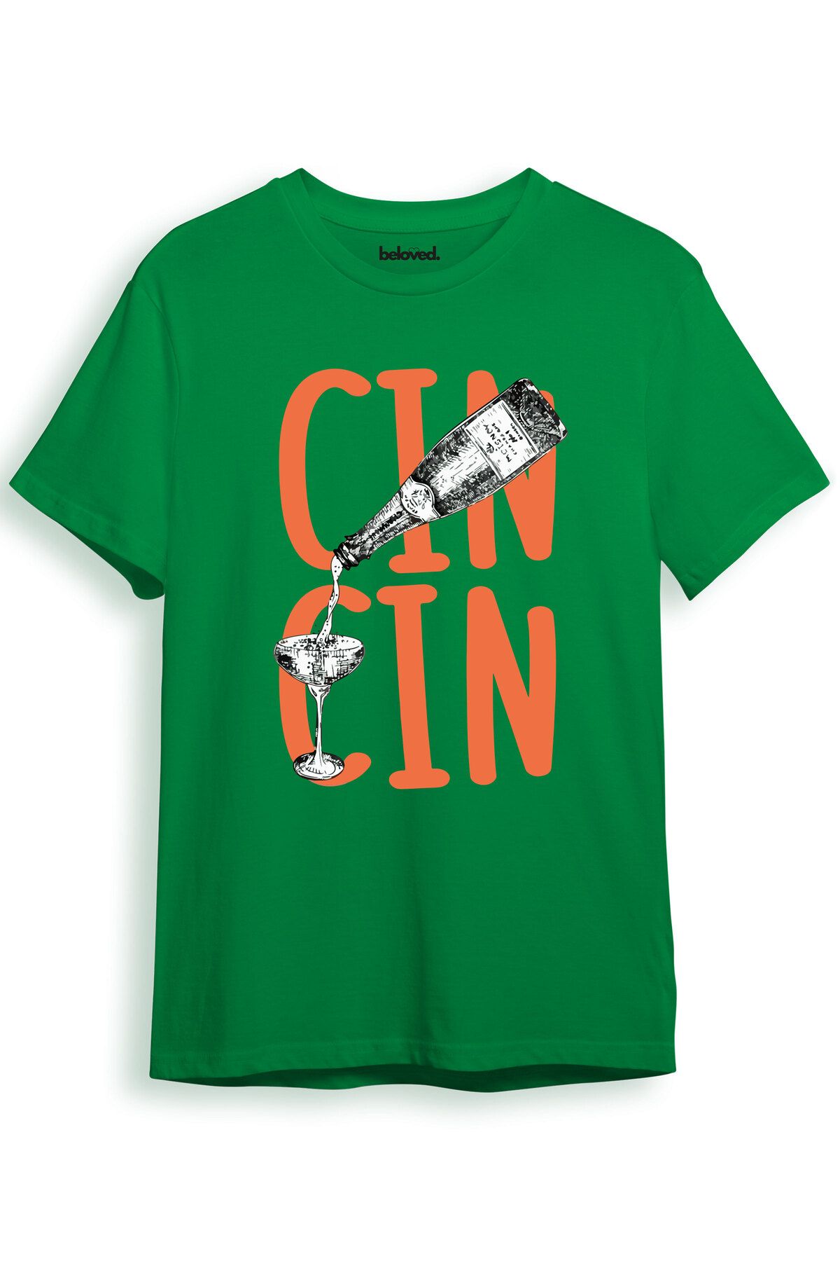 beloved.co Cin Tonik Kokteyl Bardağı Tasarımlı Dijital Baskılı %100 Pamuk Regular Fit T-Shirt