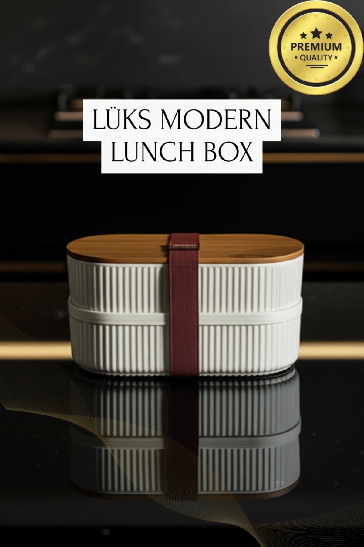 Modafiks Bambu Kahvaltılık Saklama Kabı İki Bölmeli Büyük Lunch Box