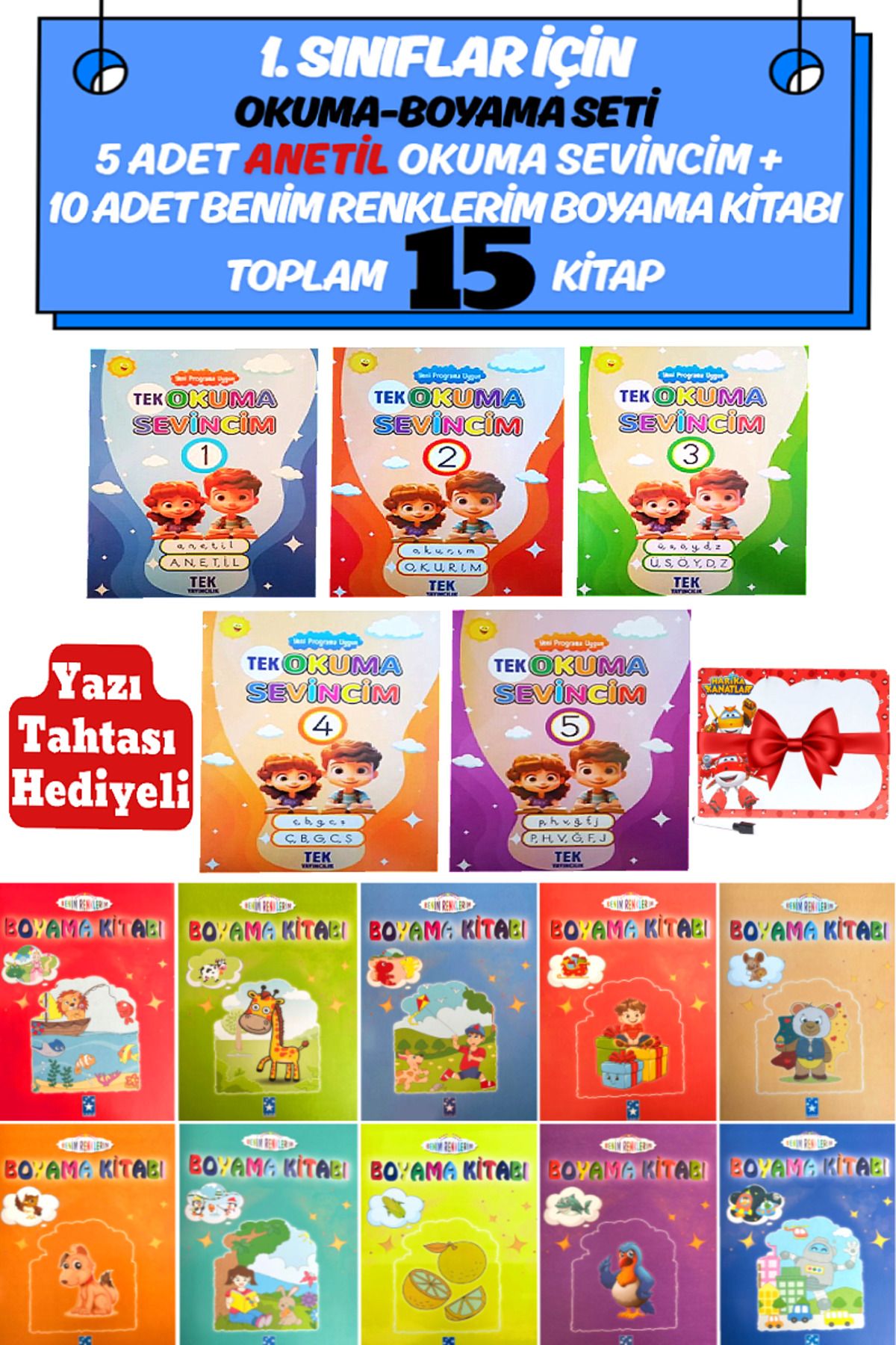 Altınpost Yayınları 1. Sınıflar İçin Okuma-Boyama Seti:Yeni Müfredata Uygun ANETİL Okuma Sevincim+10'lu Boyama Kitabı