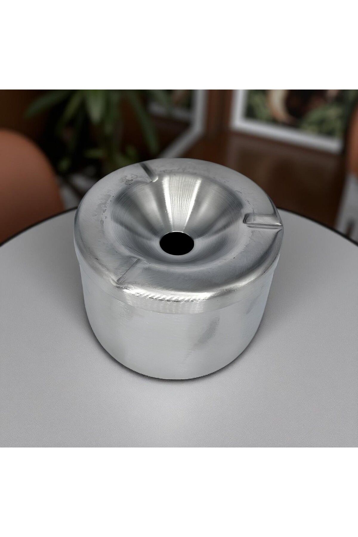 PİNHAN Paslanmaz Çelik Kapaklı Kokusuz Küllük - Plastiksiz Paslanmaz Çelik Oto Küllük -Gümüş 10 cm x 7cm