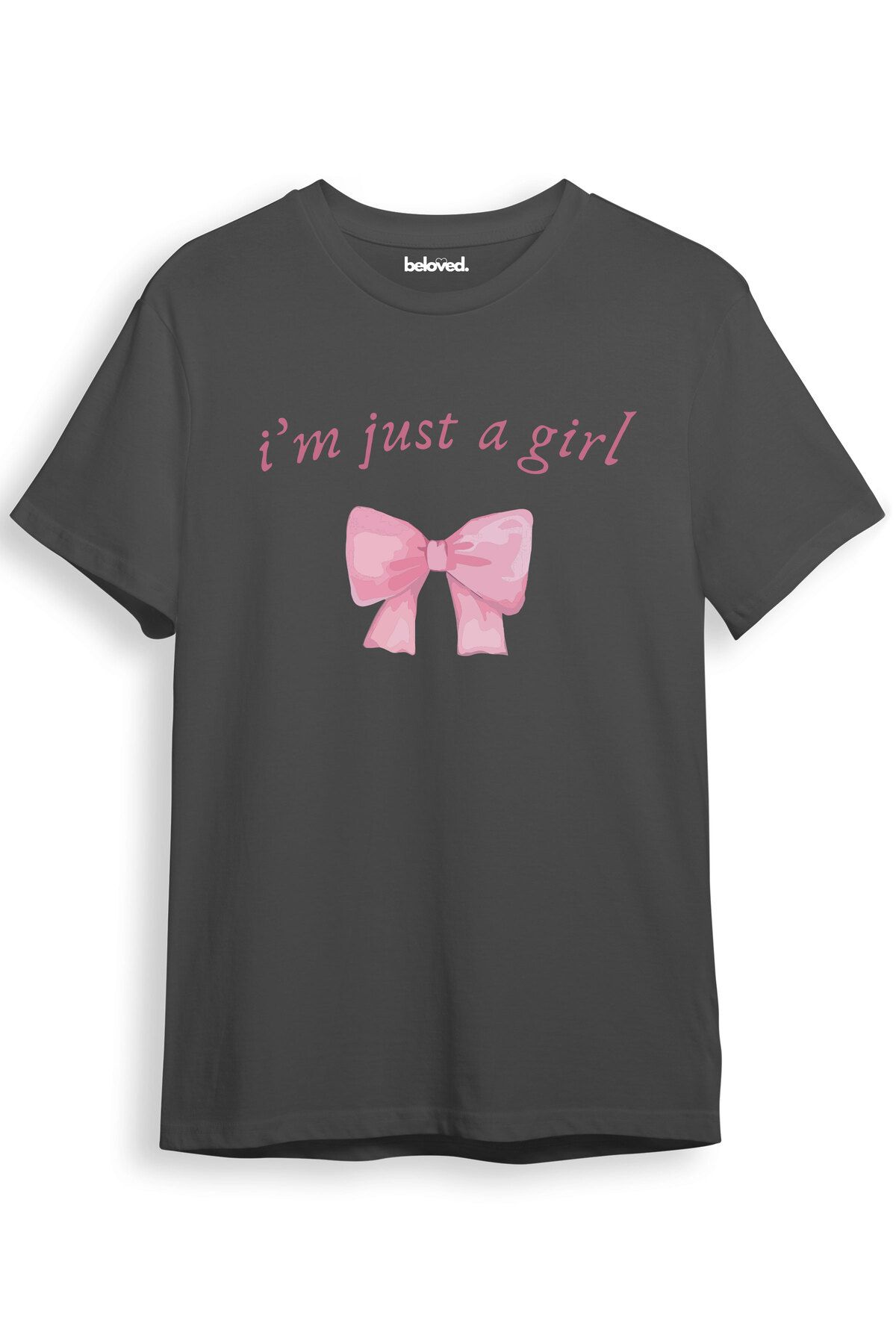 beloved.co I'm Just A Girl Kurdele Tasarımlı Dijital Baskılı %100 Pamuk Regular Fit T-Shirt