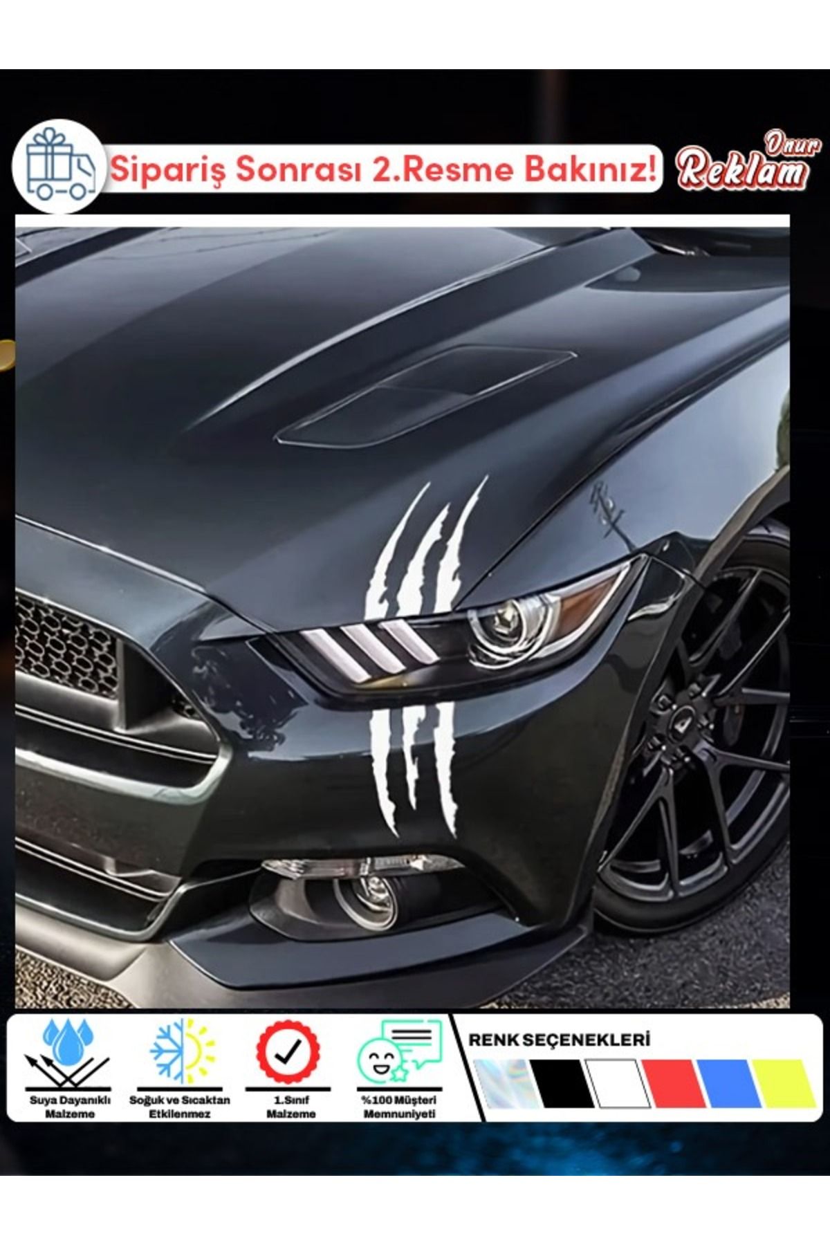 Onur Reklam Pençe İzi Far Sticker – 2’li Set – Suya Dayanıklı – Renk Seçenekli