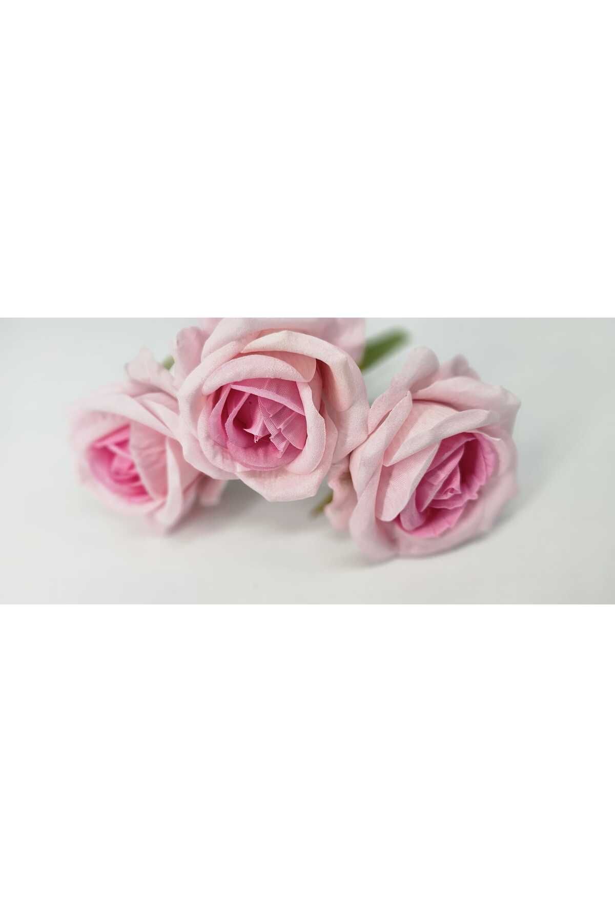 yapay çiçek evi Yapay Kadife Gül 2 Adet Açık Pembe 50 cm VazoDekor Gelin Çiçeği ev Süsü