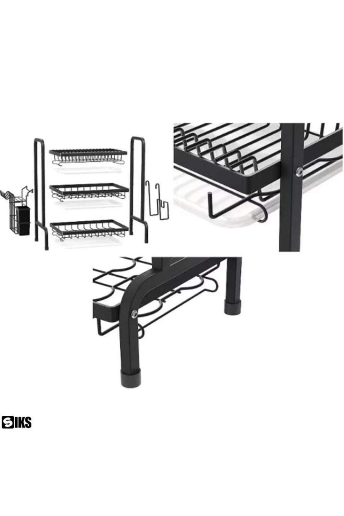 SIKS-Dish Drainer, Multifunctional Dish Drying Rack, Three-layer Stackable Storage Organizer 2
