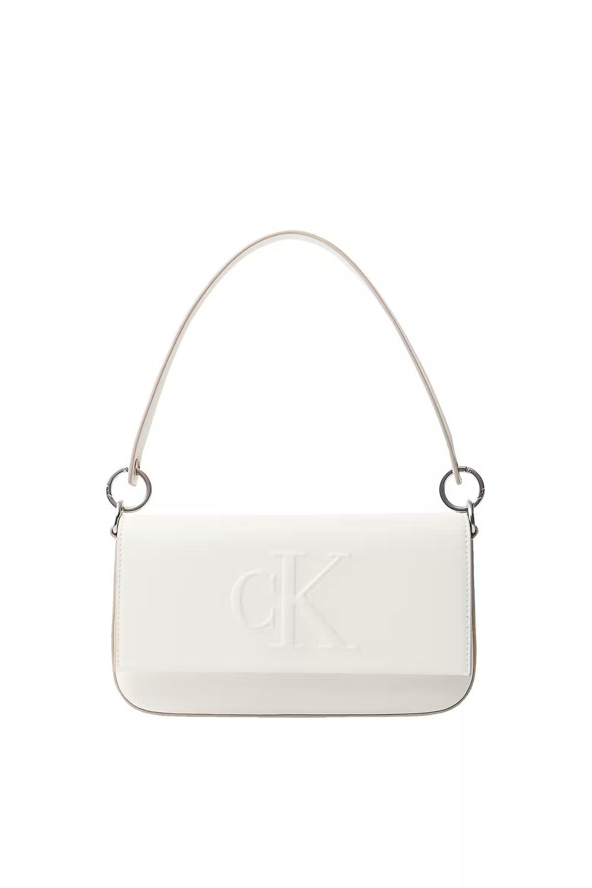 Calvin Klein Kadın Omuz Çantası Sculpted Flap Shoulder Pouch - Beyaz