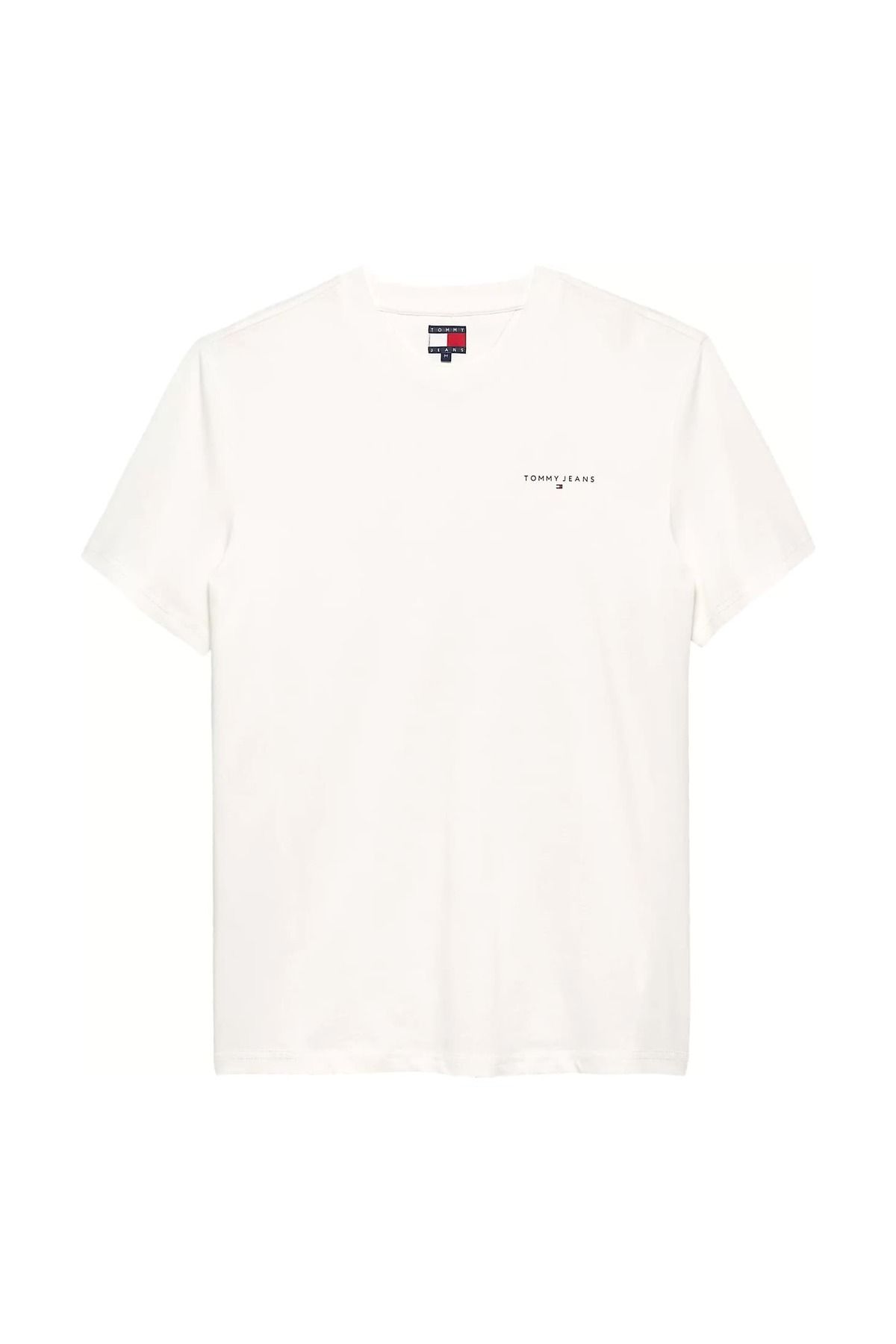 Tommy Hilfiger Erkek Slim Fit Minimal Logo T-Shirt - Ekru