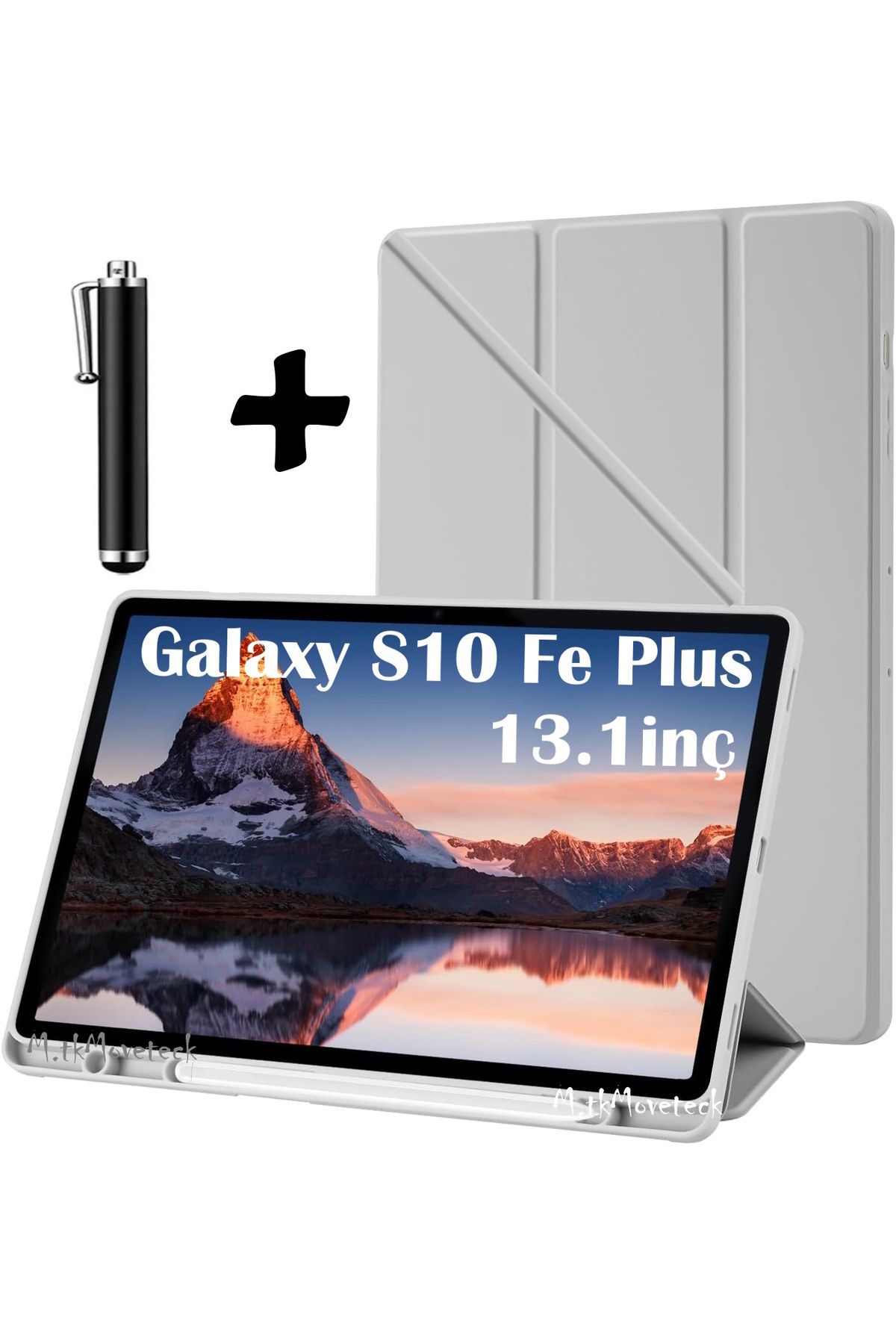 m.tk moveteck Samsung Galaxy Tab S10 Fe Plus 13.1 inç Kılıf Kalem Bölmeli Katlanabilir Standlı Yumuşak SilikonX620
