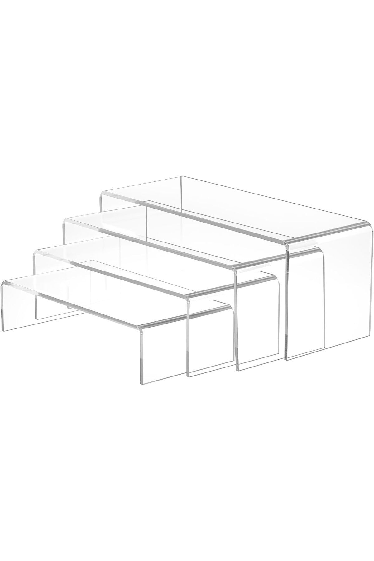 Generic-4 قطع من حاملات الأكريليك، حامل عرض مستطيل شفاف متعدد الطبقات، رف عرض طاولة 1