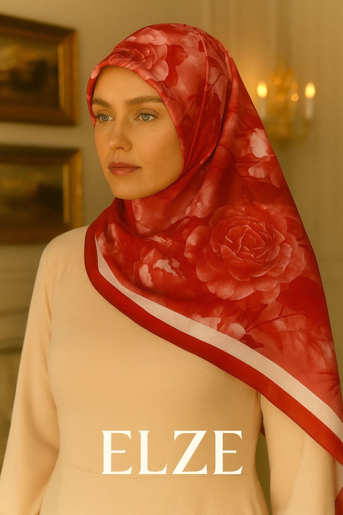 ELZE MODA GÜL DESENLİ VİSKON SOFT ŞAL