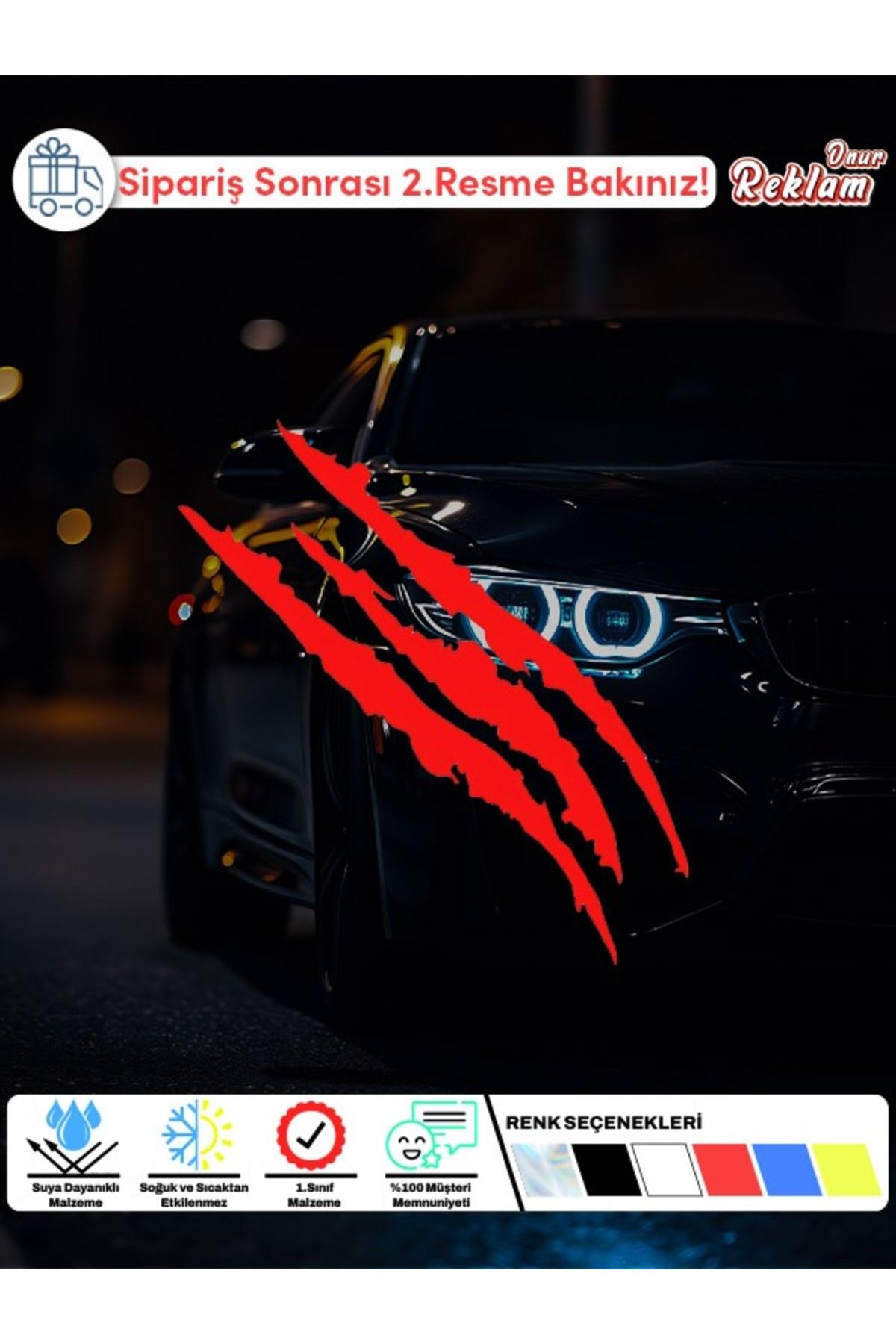 Onur Reklam Pençe İzi Far Sticker – 2’li Set – Suya Dayanıklı – Renk Seçenekli