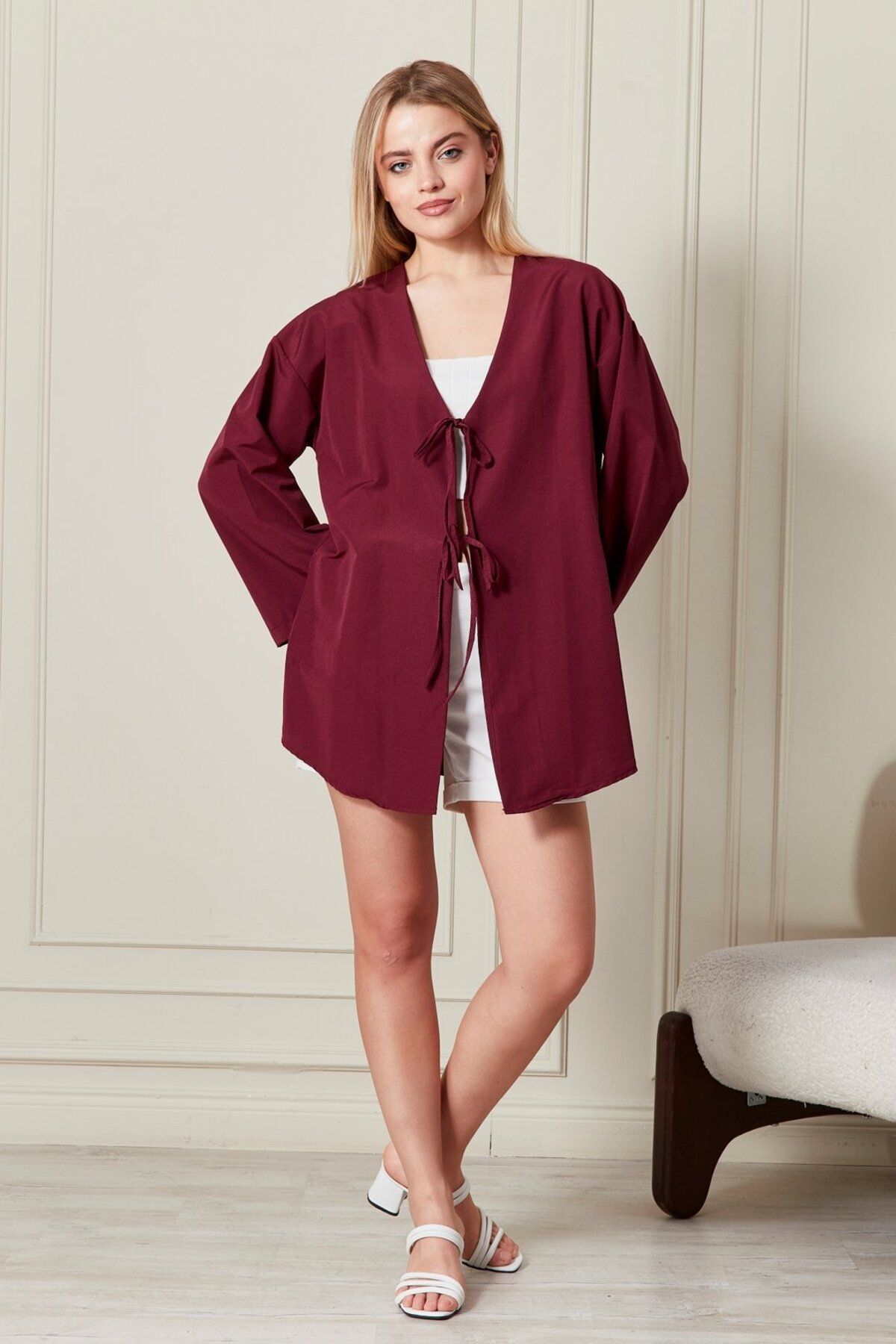 Kirazgym Kadın Basic Kimono Poplin Kumaş 7007