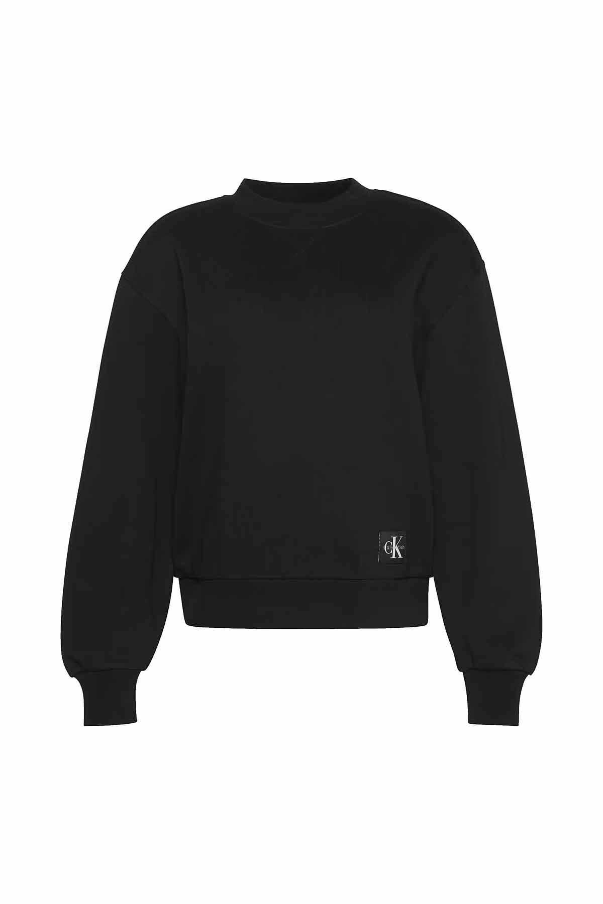 Calvin Klein Kadın Bisiklet Yaka Logolu Sweatshirt - Siyah