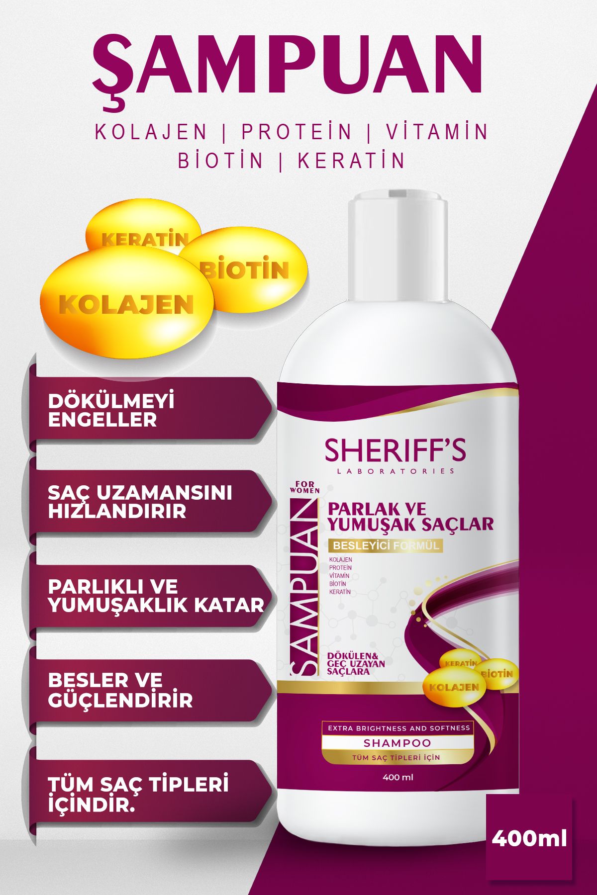 sheriffs Kadınlara Özel Şampuan Saç Bakım Şampuanı 400 ml