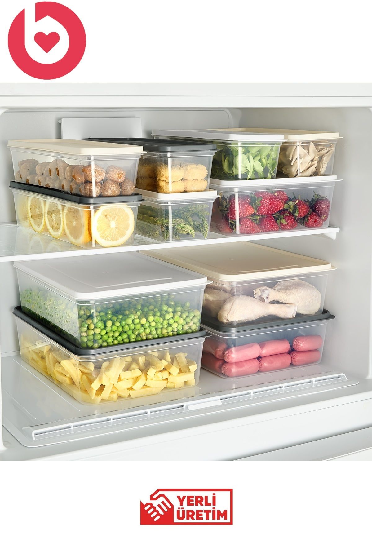 bizimevde-3-Piece Storage Container 4 Liter Deep Freezer Microwave Compatible 2
