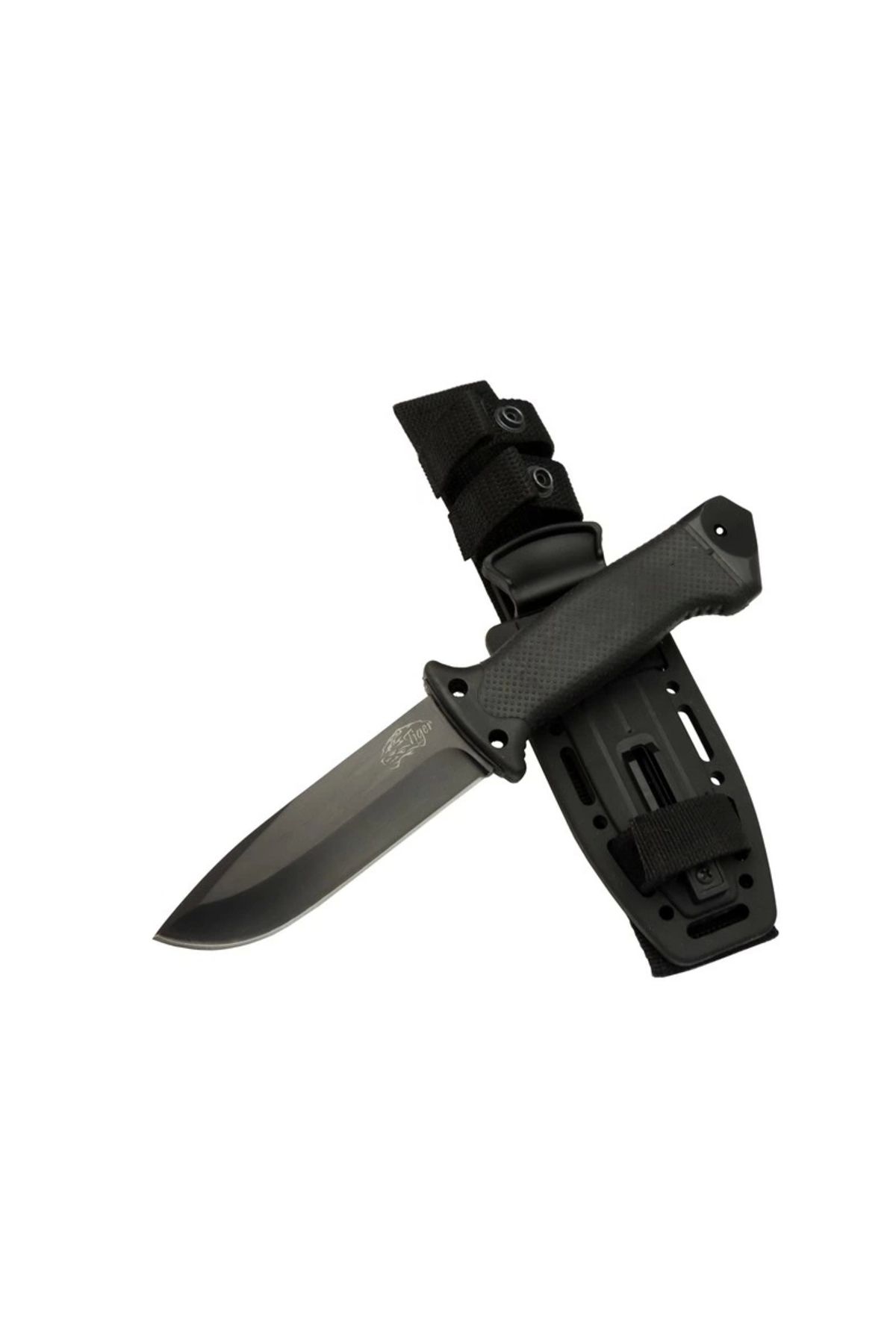 shopwave Tiger Tactical HTM 3321 A Siyah Outdoor / Survival Bıçak 27cm - Kauçuk Sap, Kılıflı, Kutulu