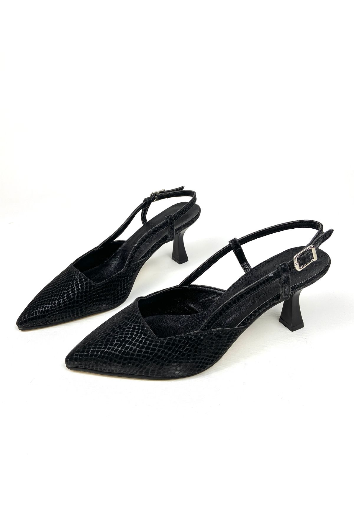 Gloriys Ayakkabı & Çanta Siyah desenli 6 cm topuklu rahat kalıplı ayakkabı 01493