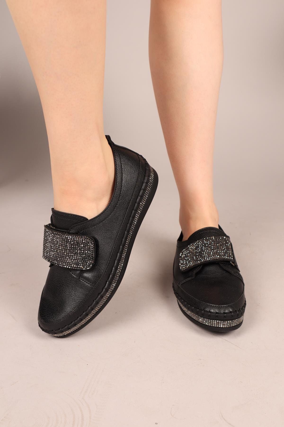Birikon STONE Taşlı Cırtlı Sneakers SİYAH