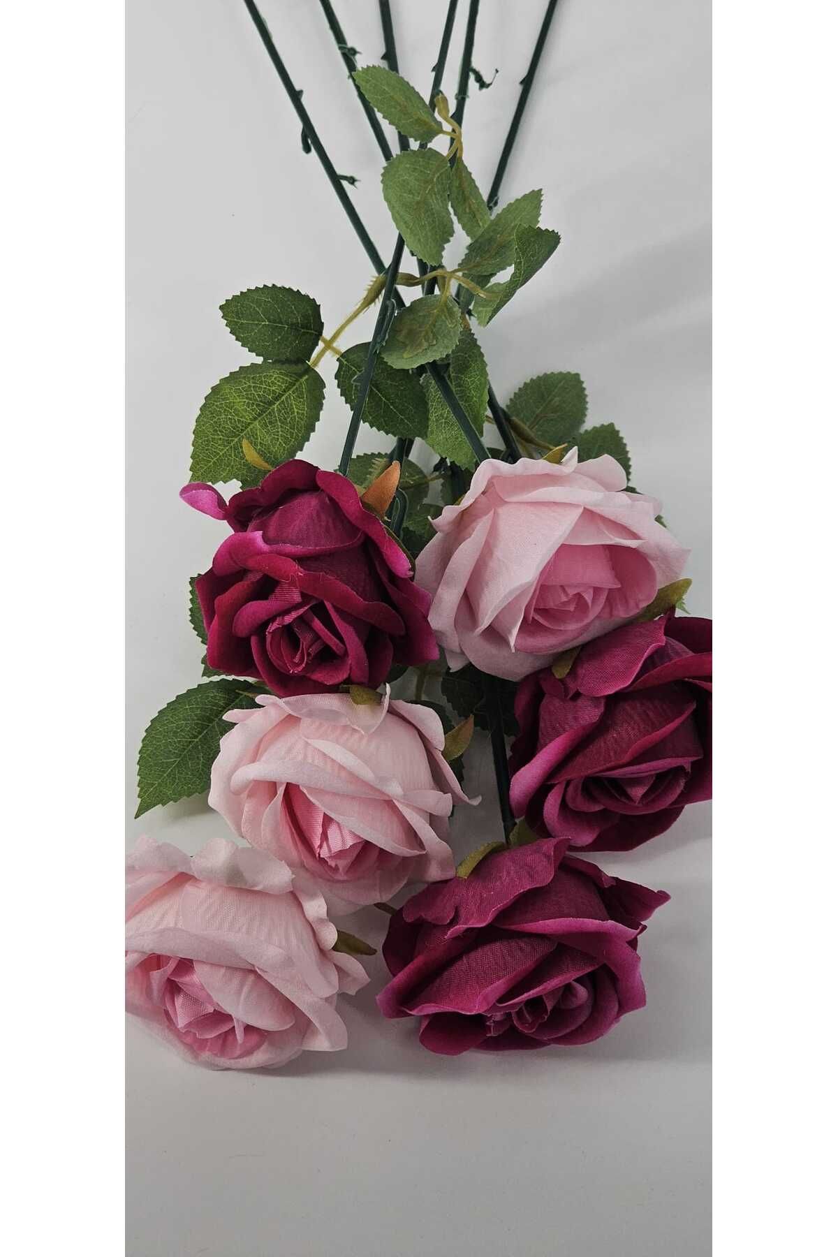 yapay çiçek evi Yapay Kadife Gül 3 Adet Açık Pembe 3 ADET KOYU PEMBE 50 cm VazoDekor Gelin Çiçeği ev Süsü