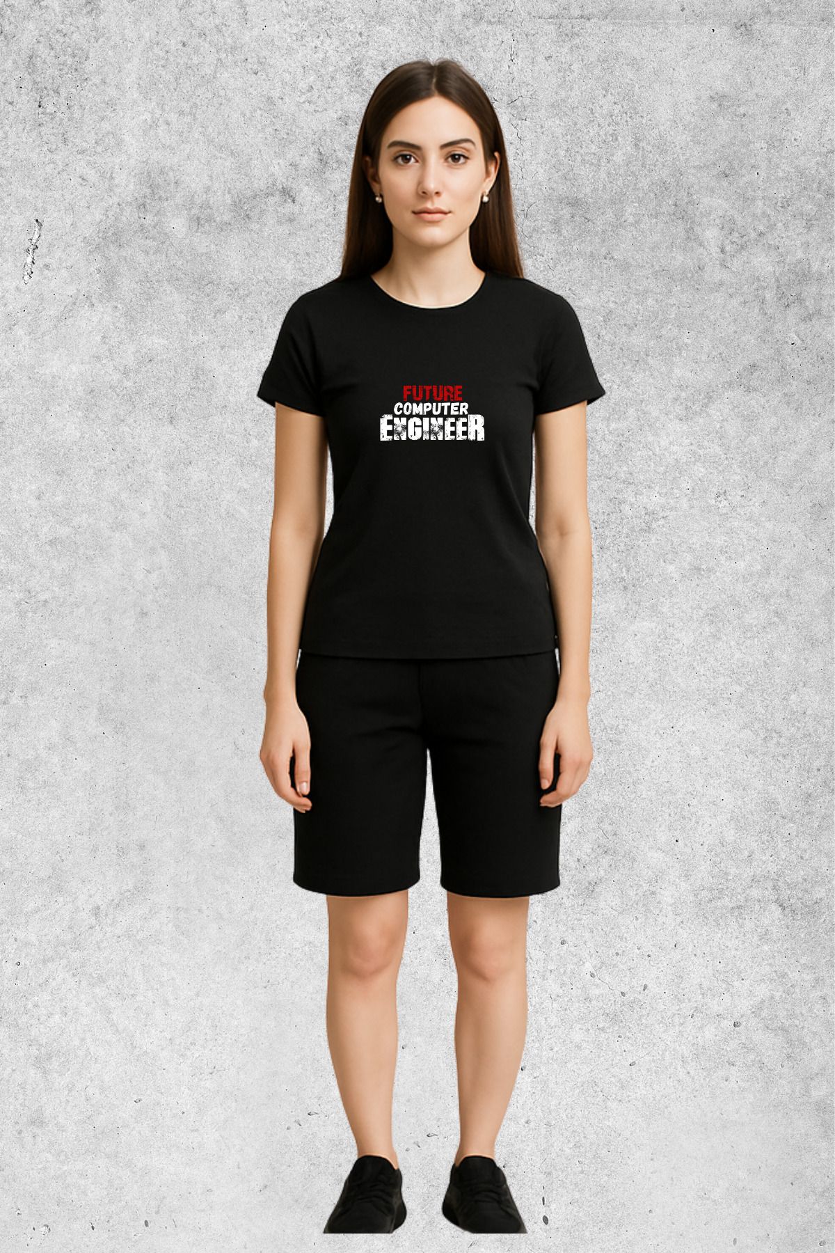 MOLICO Basic unisex sıfır yaka kısa kollu FUTURE COMPUTER BASKILI TSHİRT
