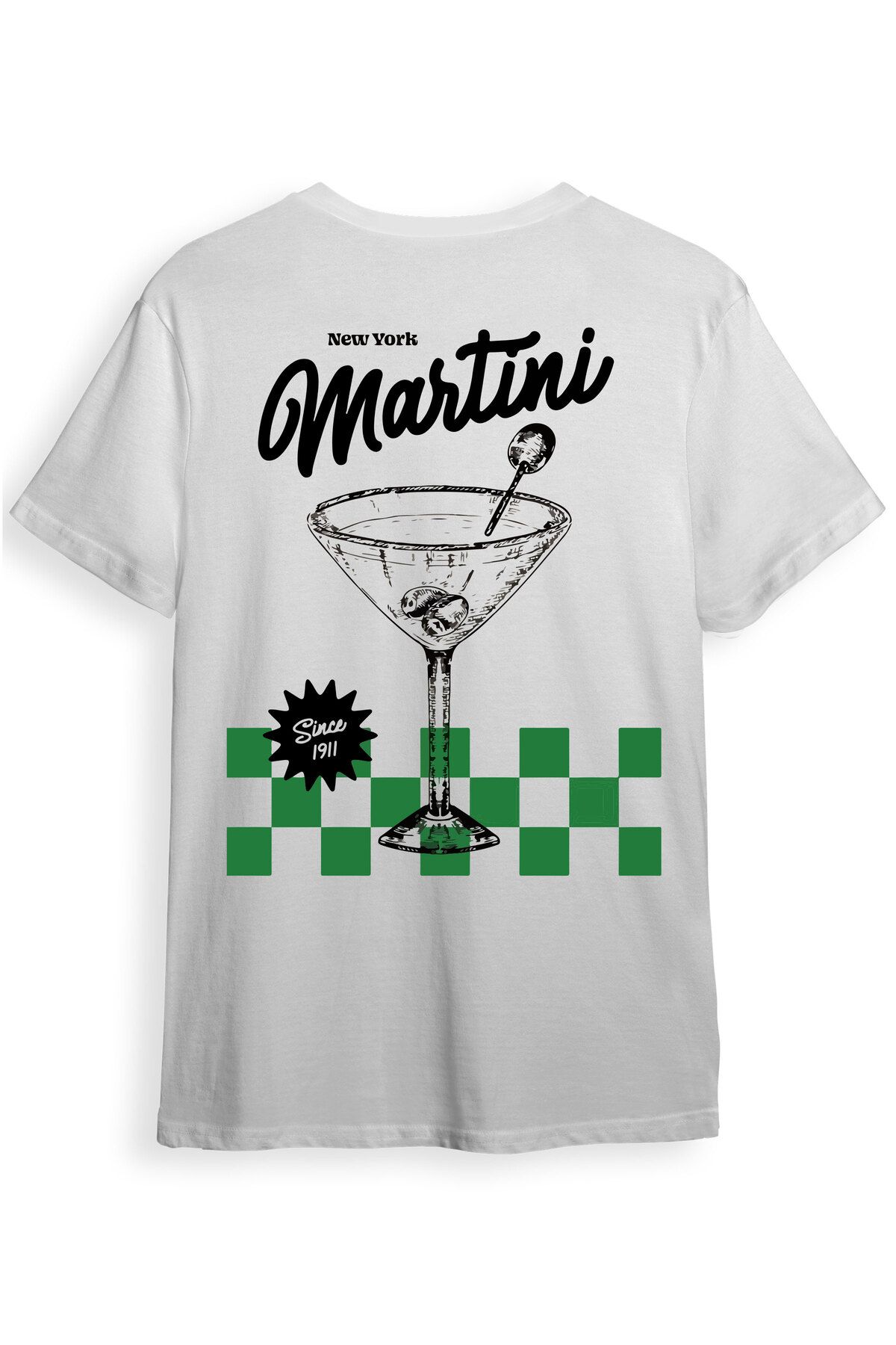 beloved.co Newyork Martini 1971 Kokteyl Bardağı Tasarımlı Dijital Baskılı %100 Pamuk Regular Fit T-Shirt
