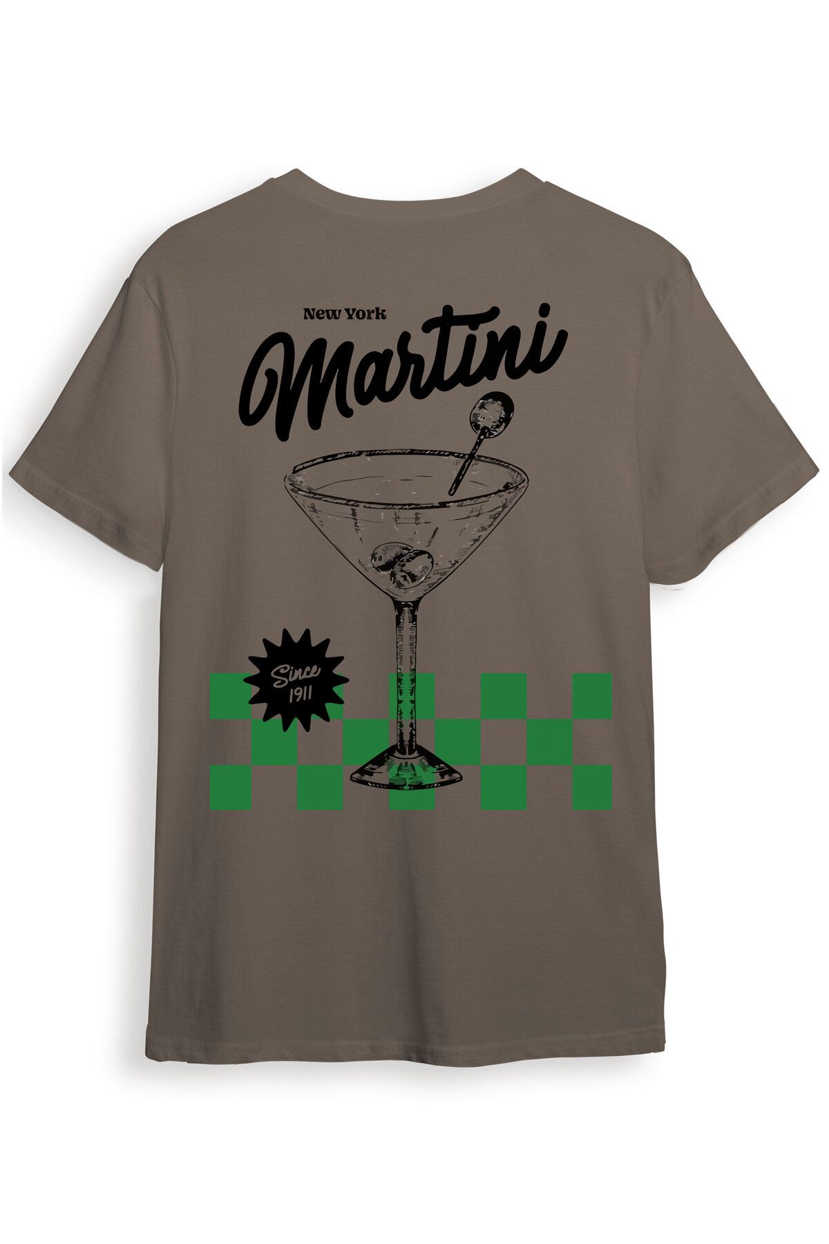 beloved.co Newyork Martini 1971 Kokteyl Bardağı Tasarımlı Dijital Baskılı %100 Pamuk Regular Fit T-Shirt