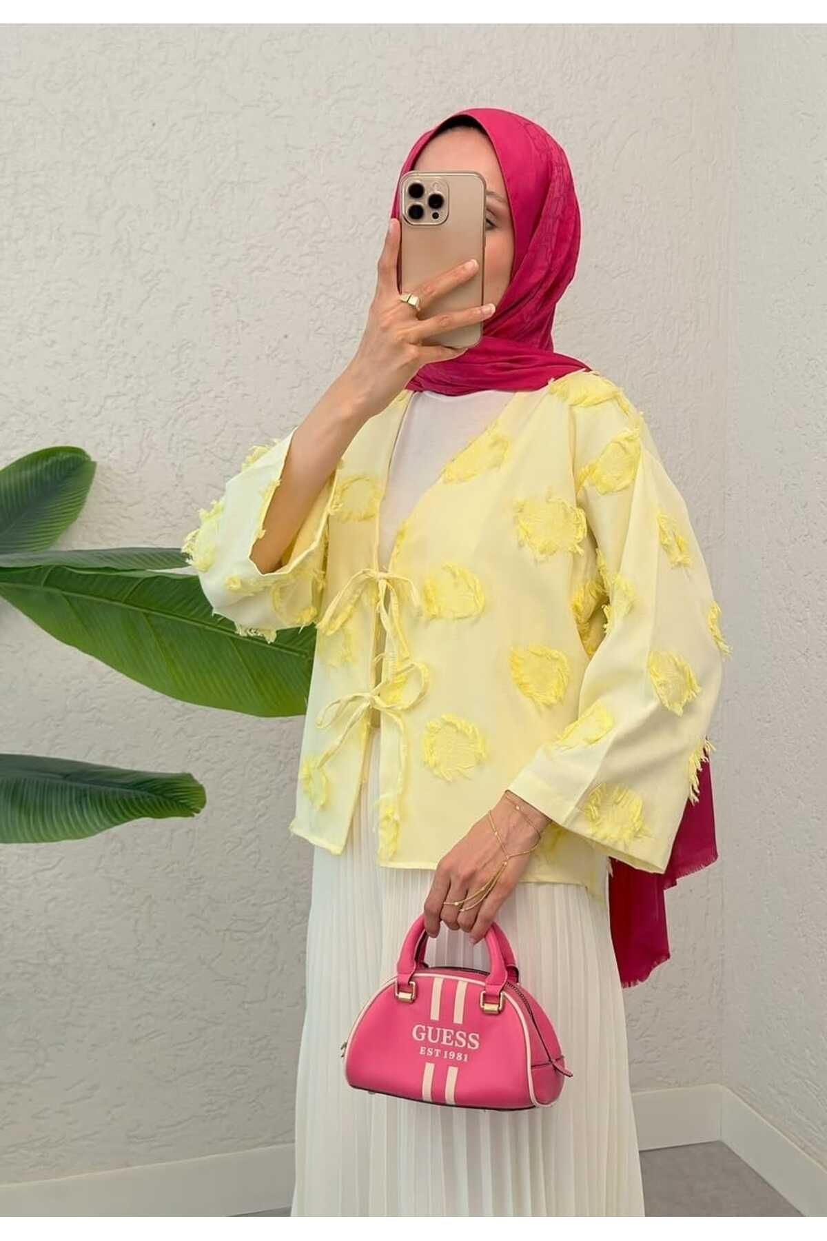 MODA VEDAT Yama Yırtık Detaylı Kimono -056