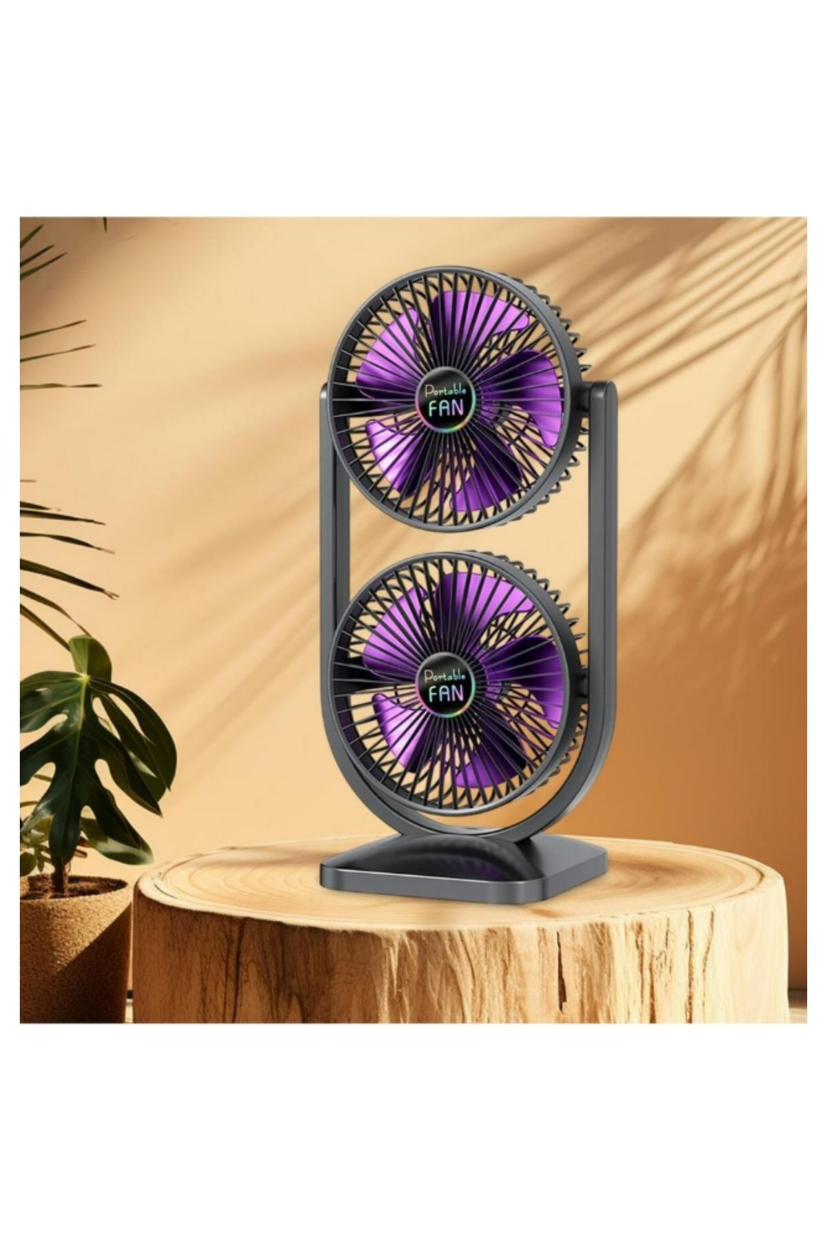 Ozmik S30 Şarjlı Masaüstü Çiftli Vantilatör Mini Serinletici Fan