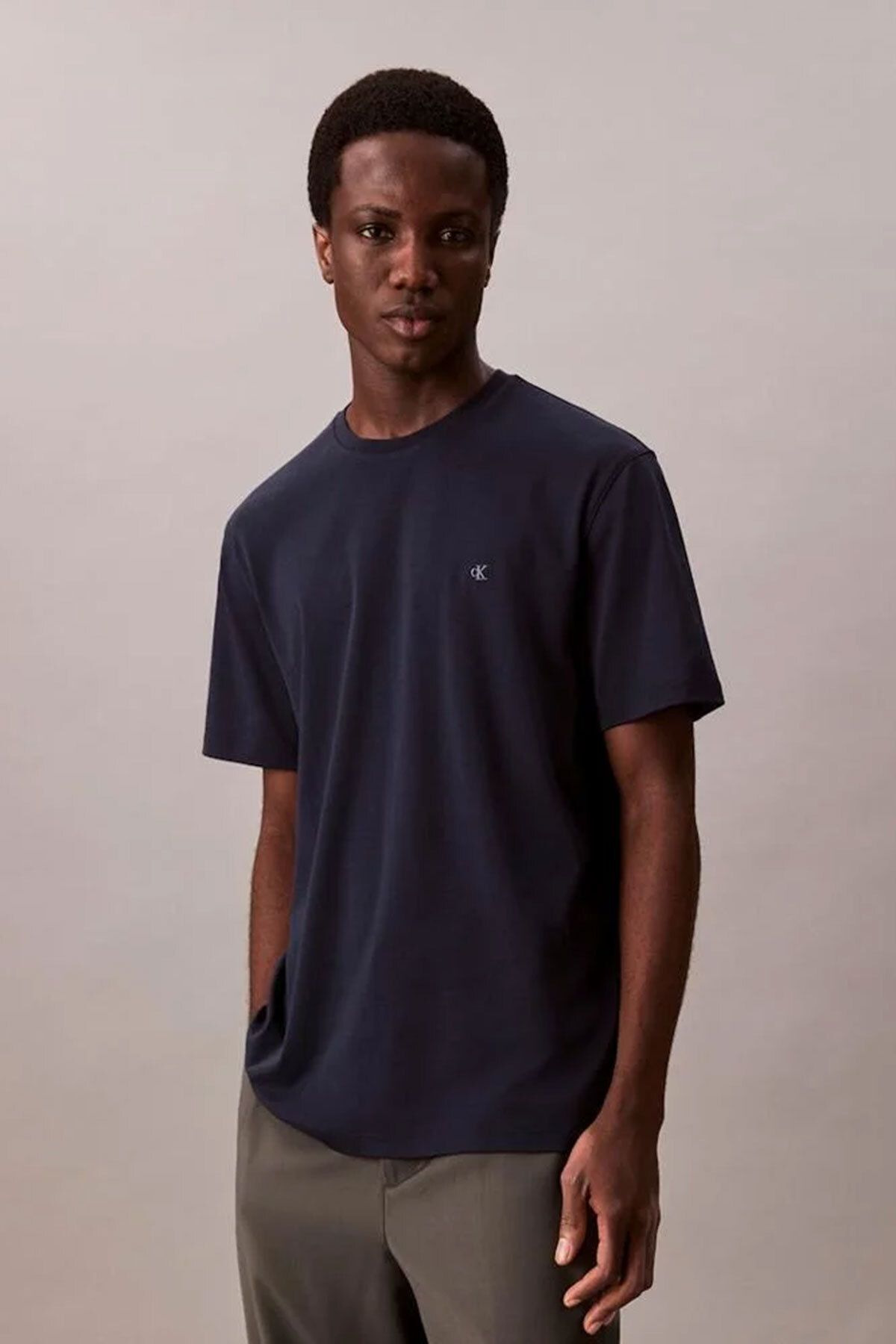 Calvin Klein Erkek Supima Pamuk Logo Nakışlı T-Shirt - Lacivert