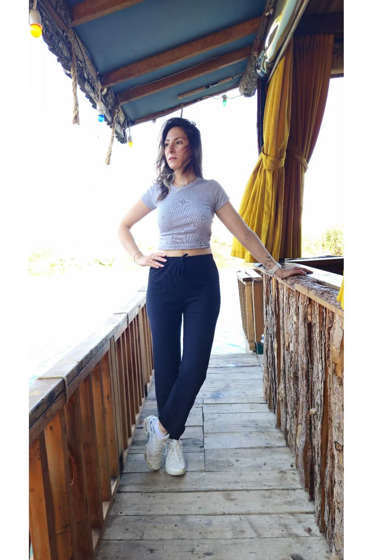 Fortuna Butik Beli Lastikli Bürümcük Pantolon