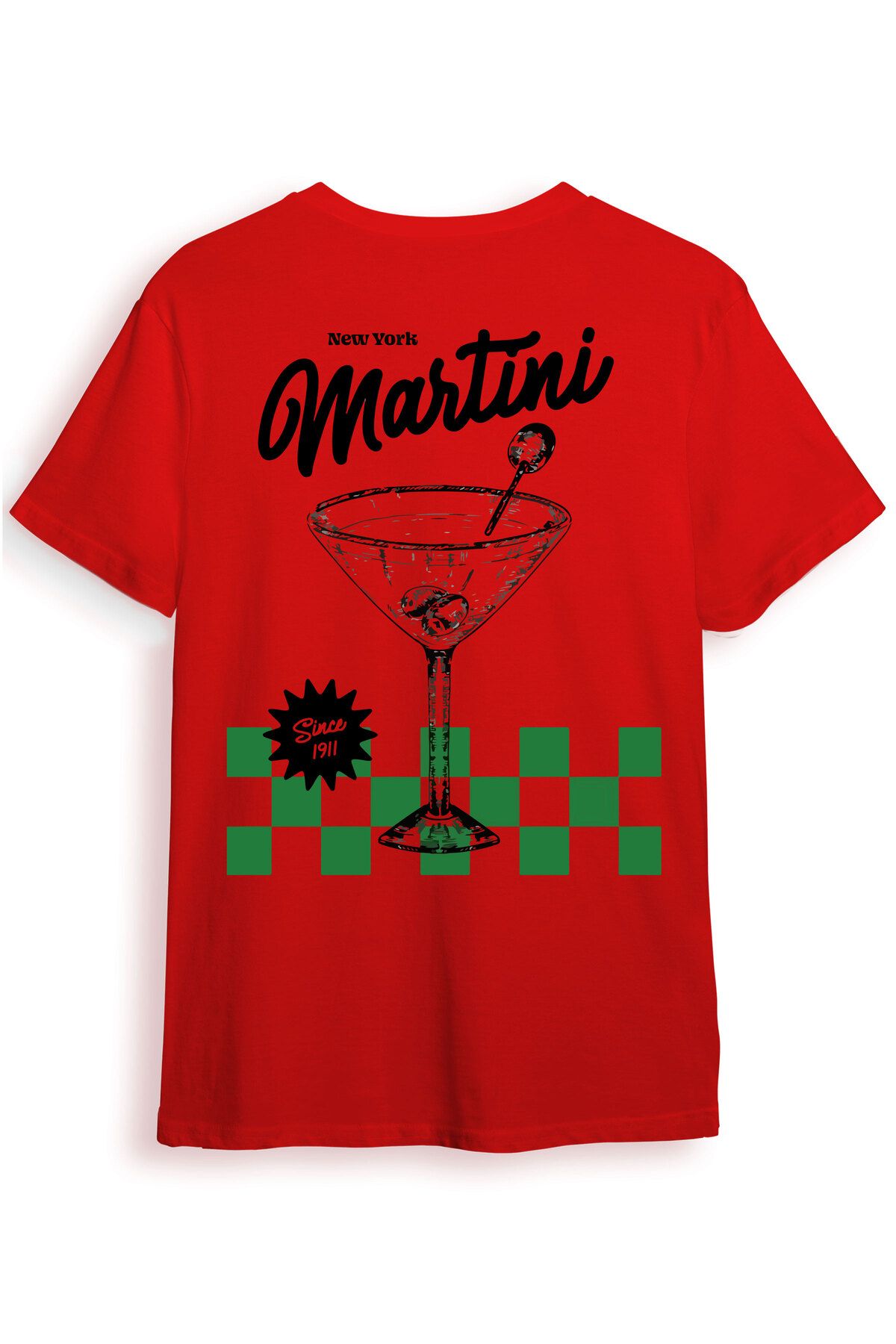 beloved.co Newyork Martini 1971 Kokteyl Bardağı Tasarımlı Dijital Baskılı %100 Pamuk Regular Fit T-Shirt