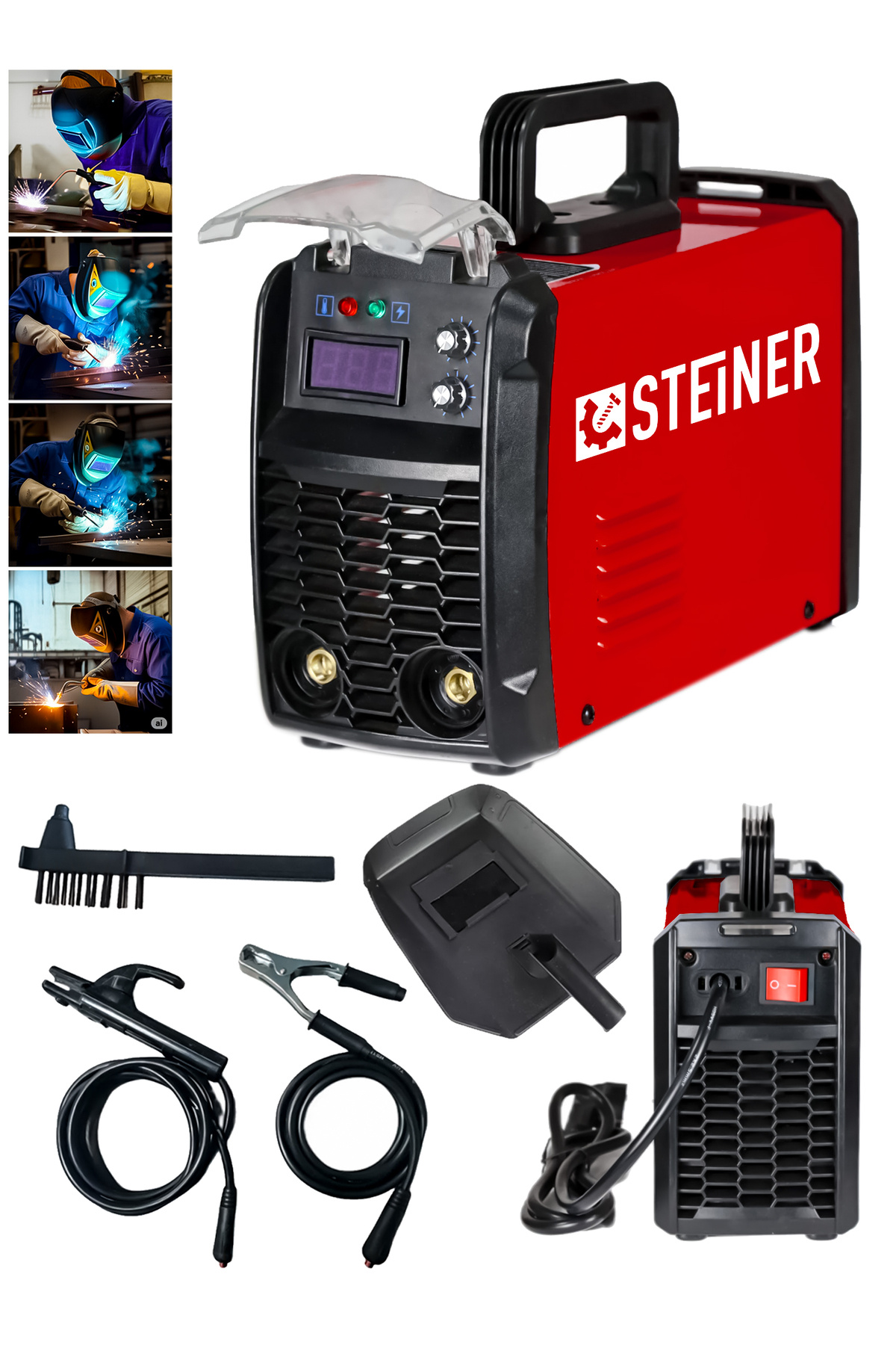 STEİNER 250 Amper İnverter Mega Stick Çift Kartlı Hava Soğutmalı Dijital Göstergeli Çanta Kaynak Makinesi