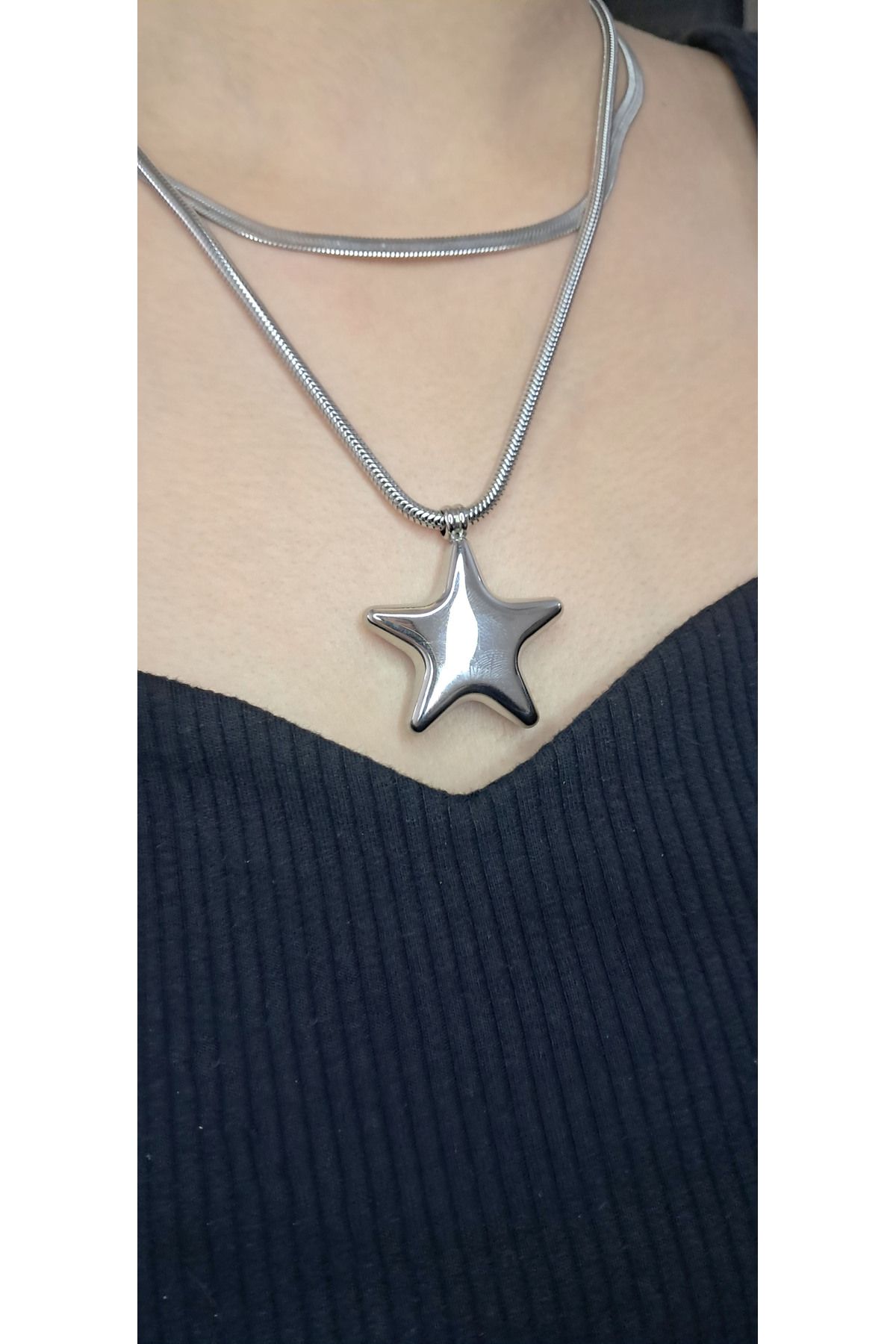 stainles steel YILDIZ SİLVER ÇELİK KOLYE