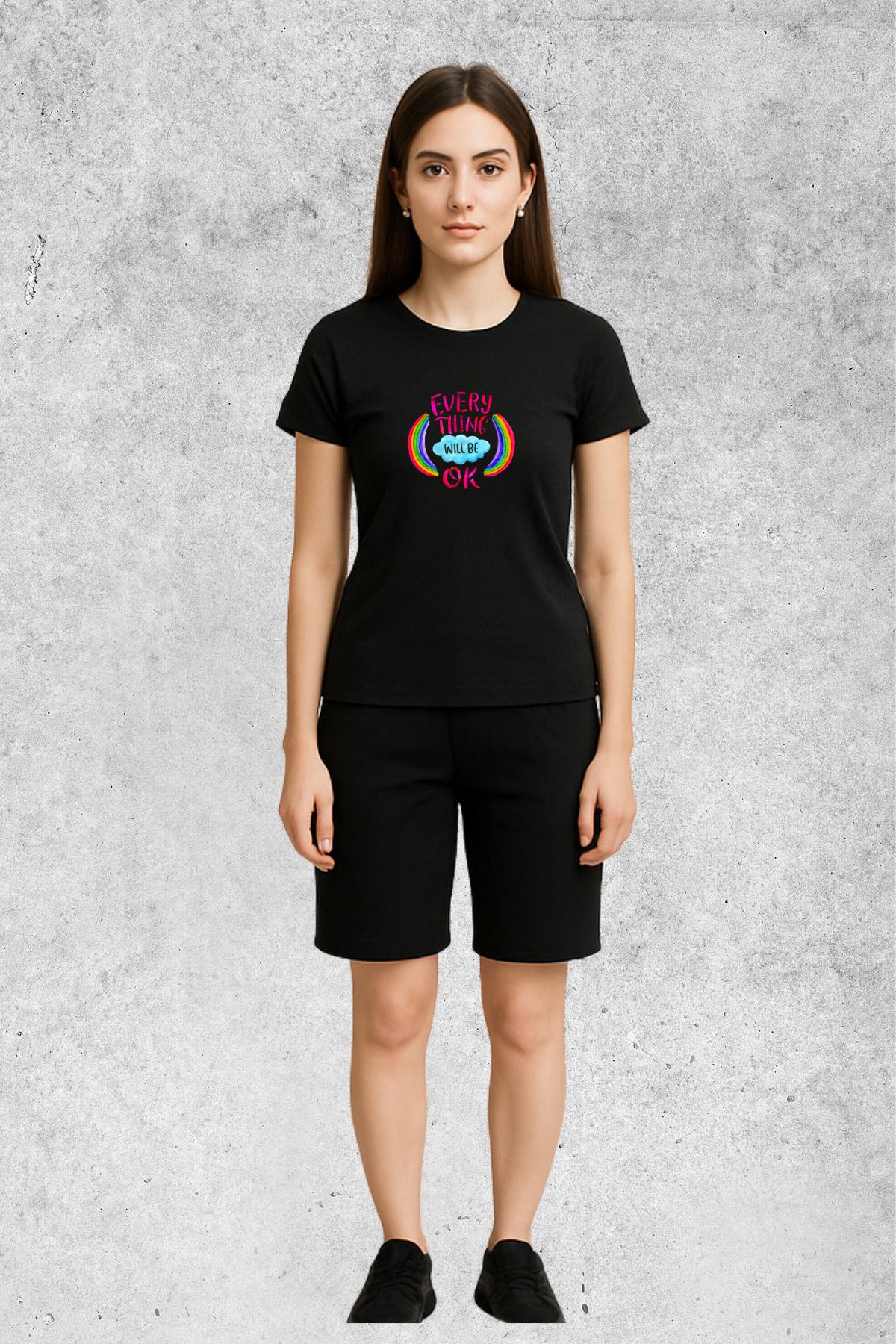 MOLICO Basic unisex sıfır yaka kısa kollu EVERY THİNK BASKILI TSHİRT