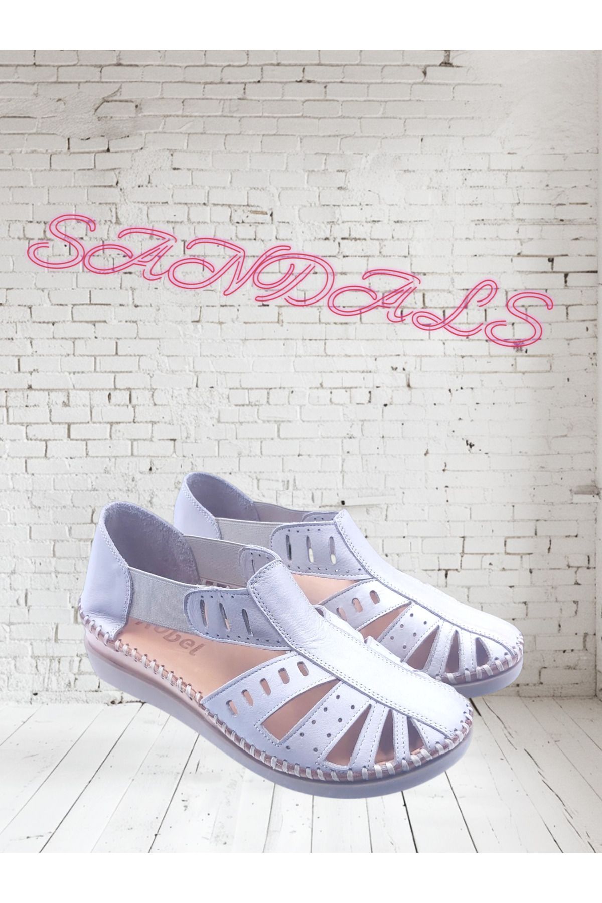 Escarpinshoes KADIN HAKİKİ DERİ KAFESLİ GÜNLÜK SANDALET