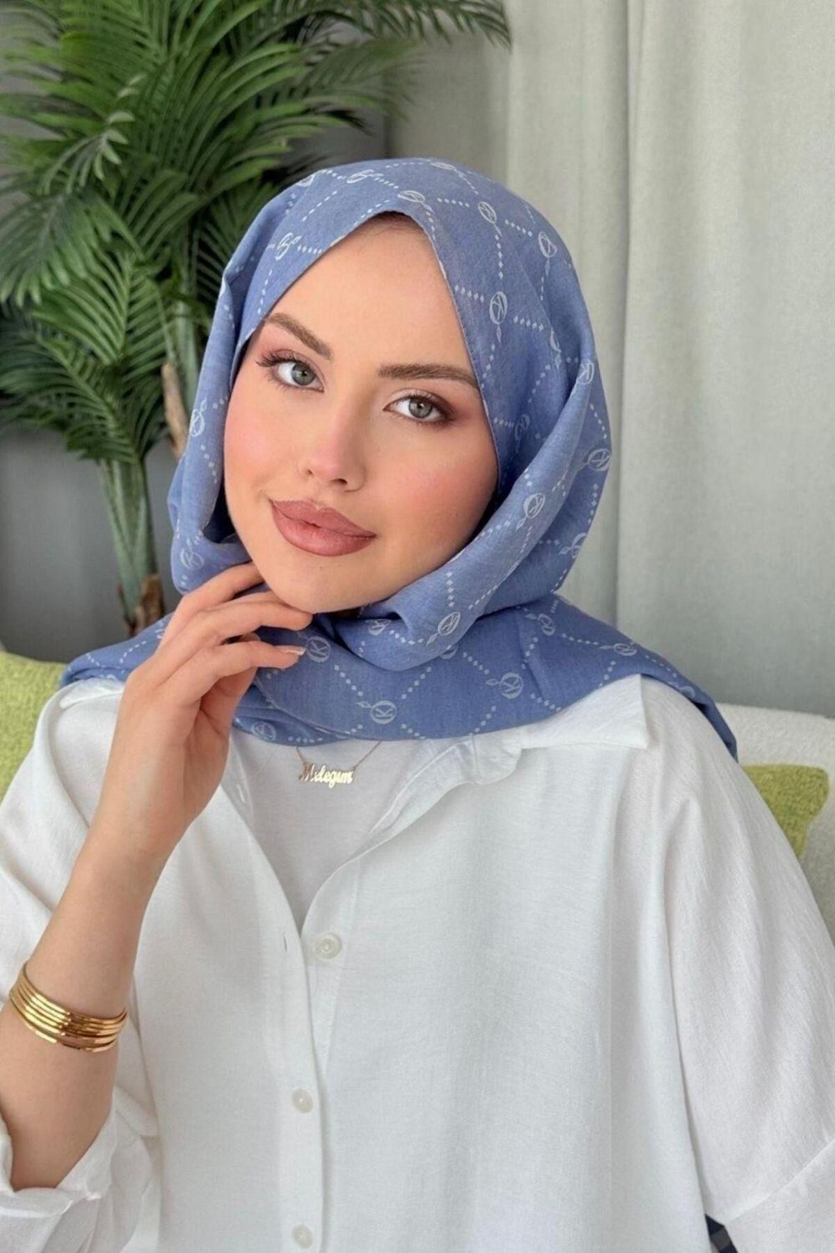 Şulemoda Giyim Yaz Esintisi Desen Şal İndigo