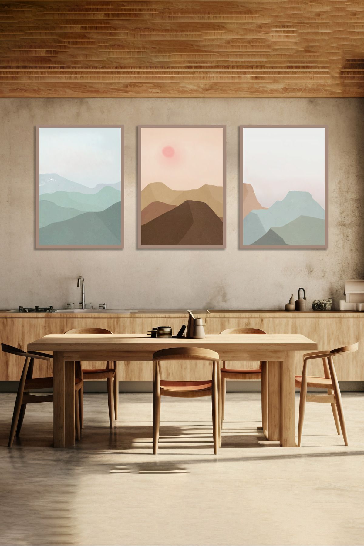 BENUKO Dekorasyon Dağ Gökyüzü Manzara Poster Seti 90x42cm Set-2