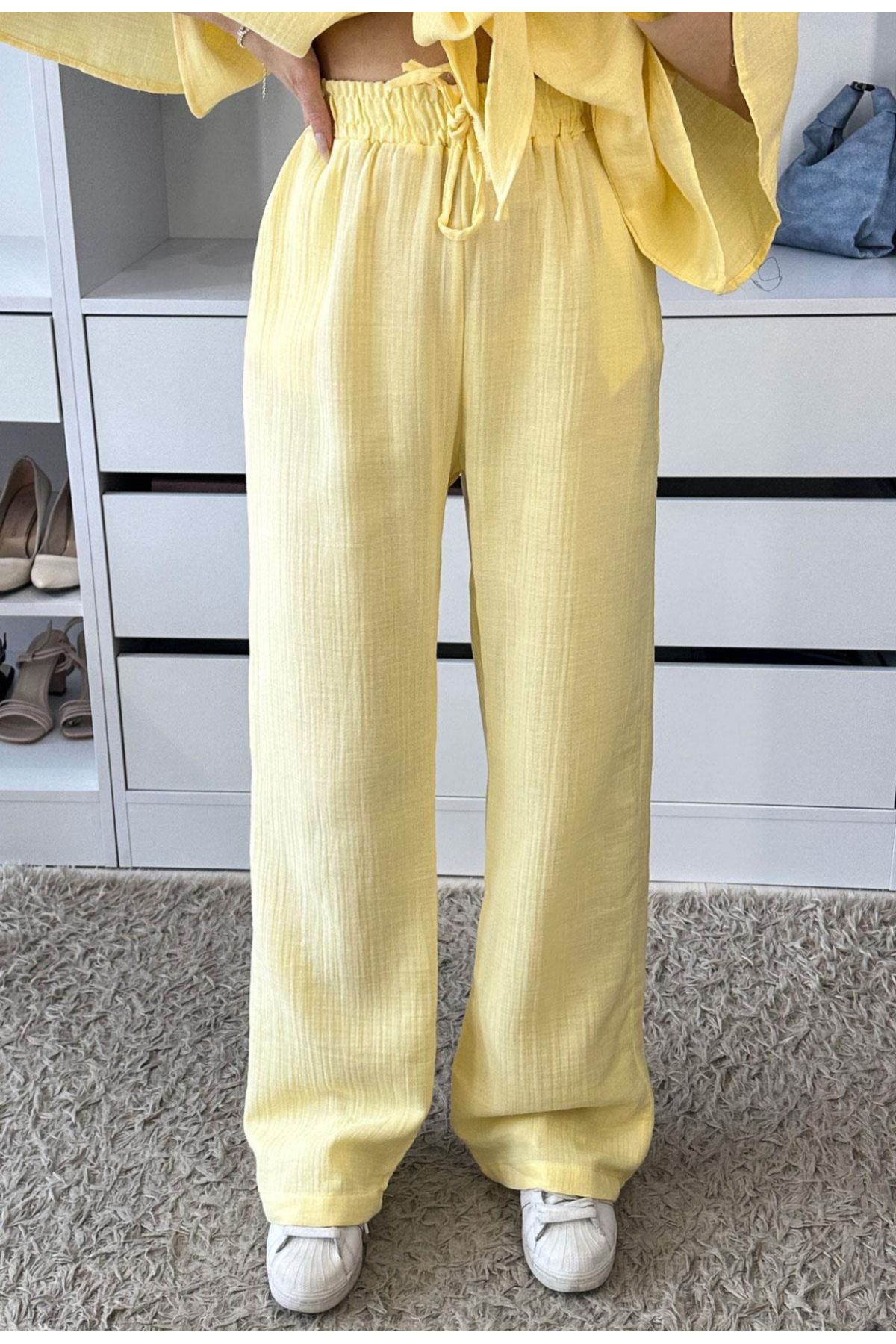 iqbbalco Butter Yellow Sarı Müslin Pantolon