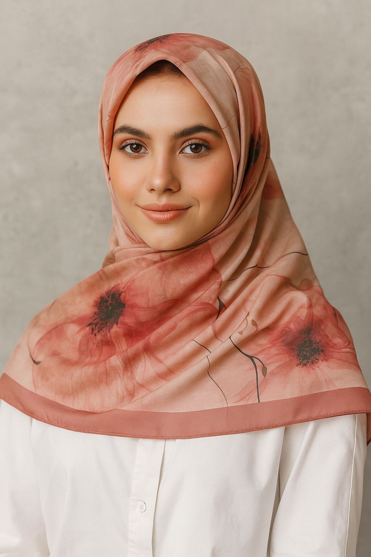 ELZE MODA GELİNCİK DESENLİ PAMUK VUAL ŞAL